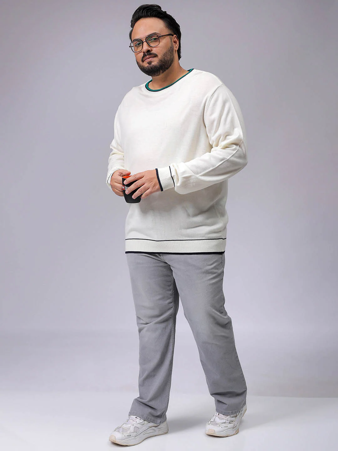Men's Plus Fit Solid Crew Neck Sweater - Image 4