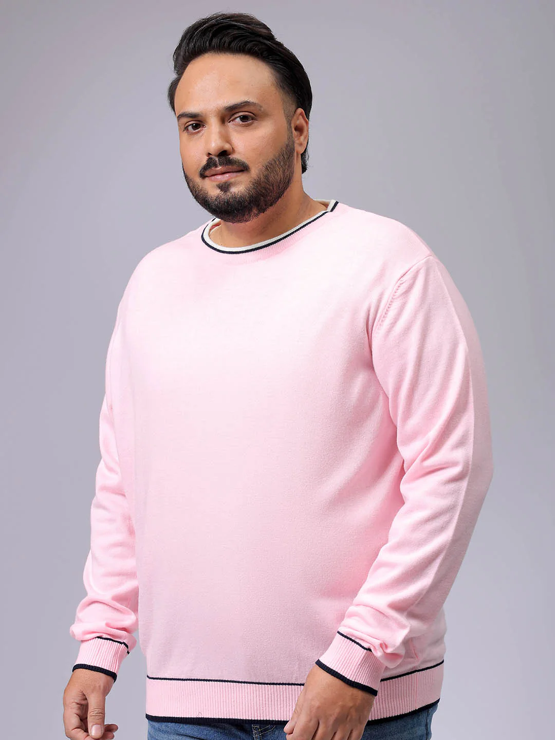 Men's Plus Fit Solid Crew Neck Sweater - Image 2
