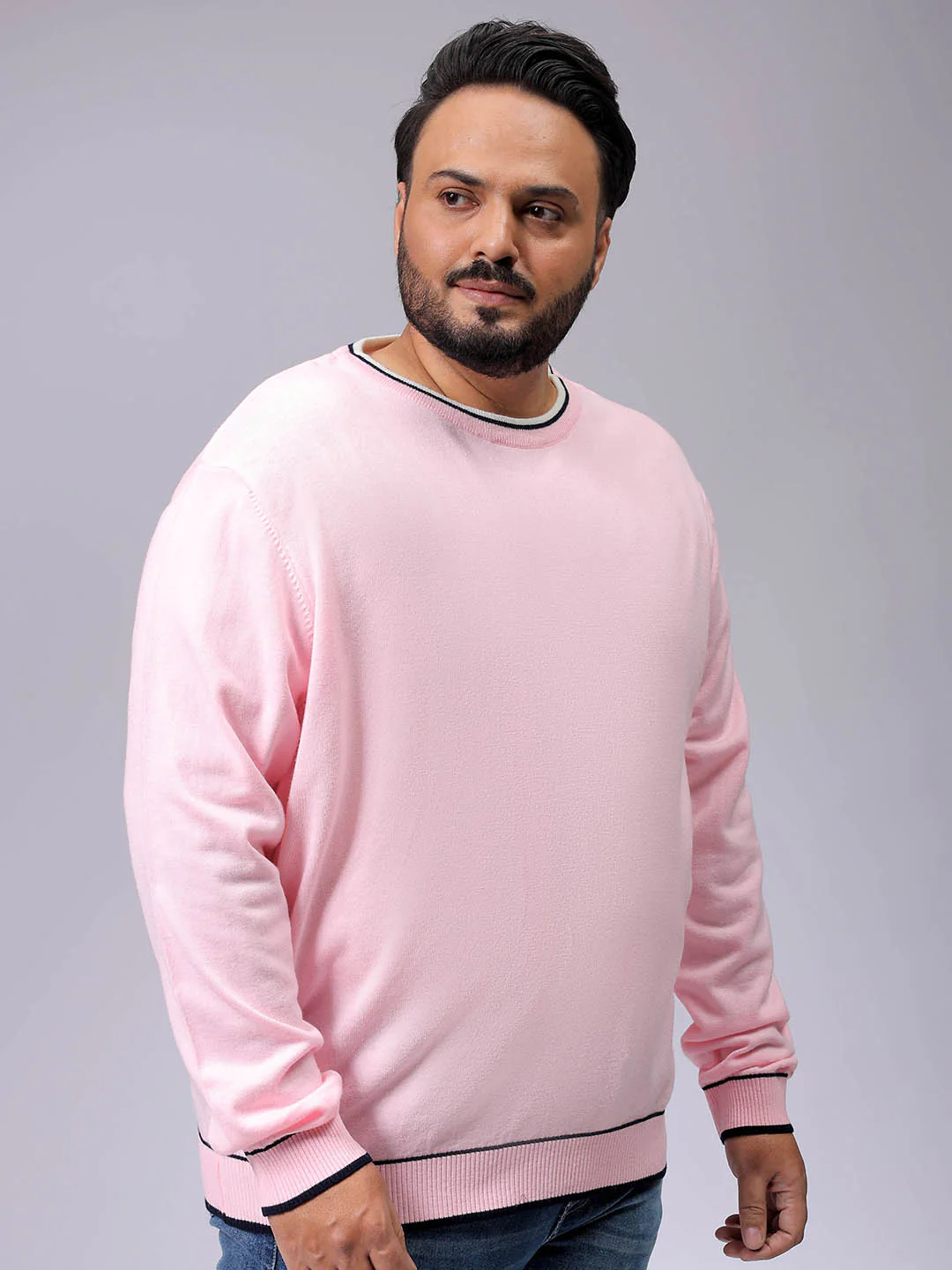 Men's Plus Fit Solid Crew Neck Sweater - Image 4