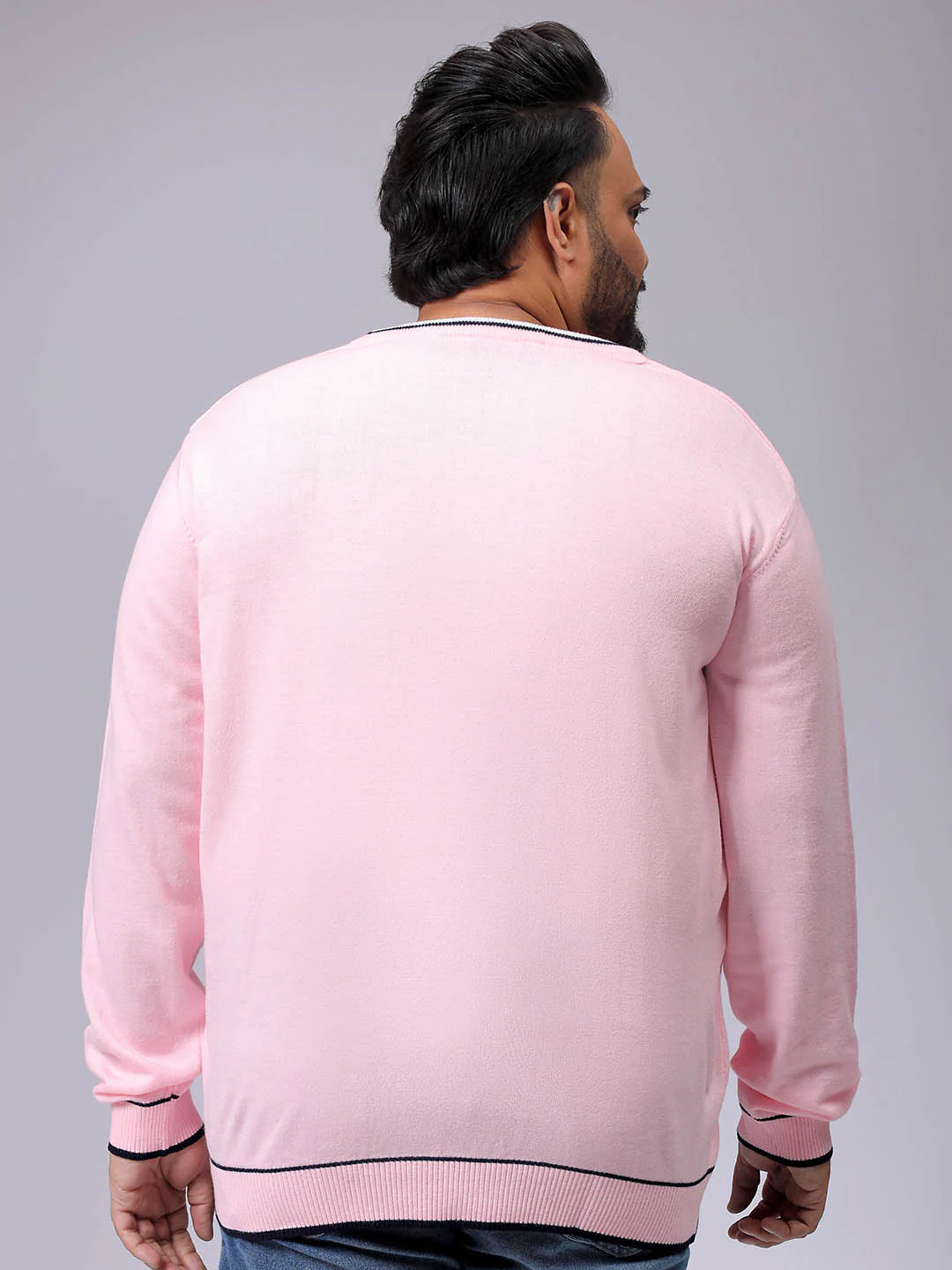 Men's Plus Fit Solid Crew Neck Sweater - Image 5