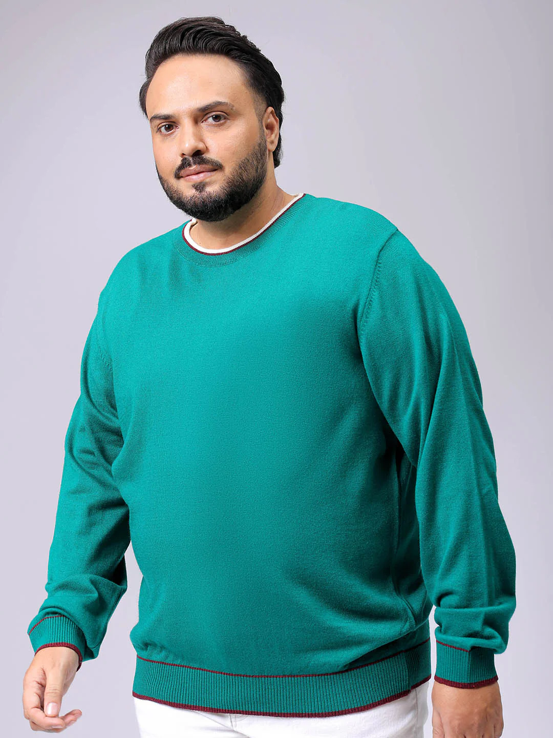 Men's Plus Fit Solid Crew Neck Sweater - Image 2