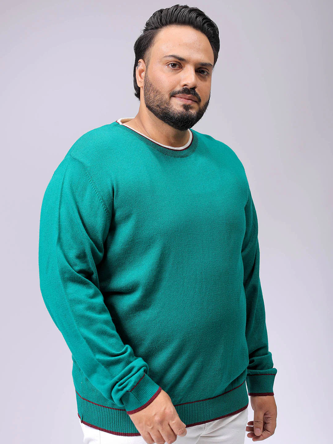 Men's Plus Fit Solid Crew Neck Sweater - Image 4