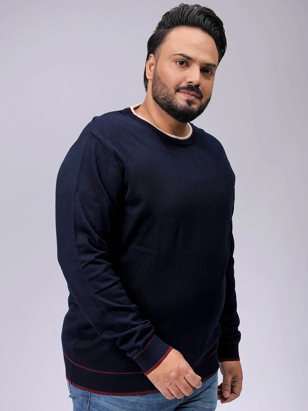 Men's Plus Fit Solid Crew Neck Sweater - Image 4