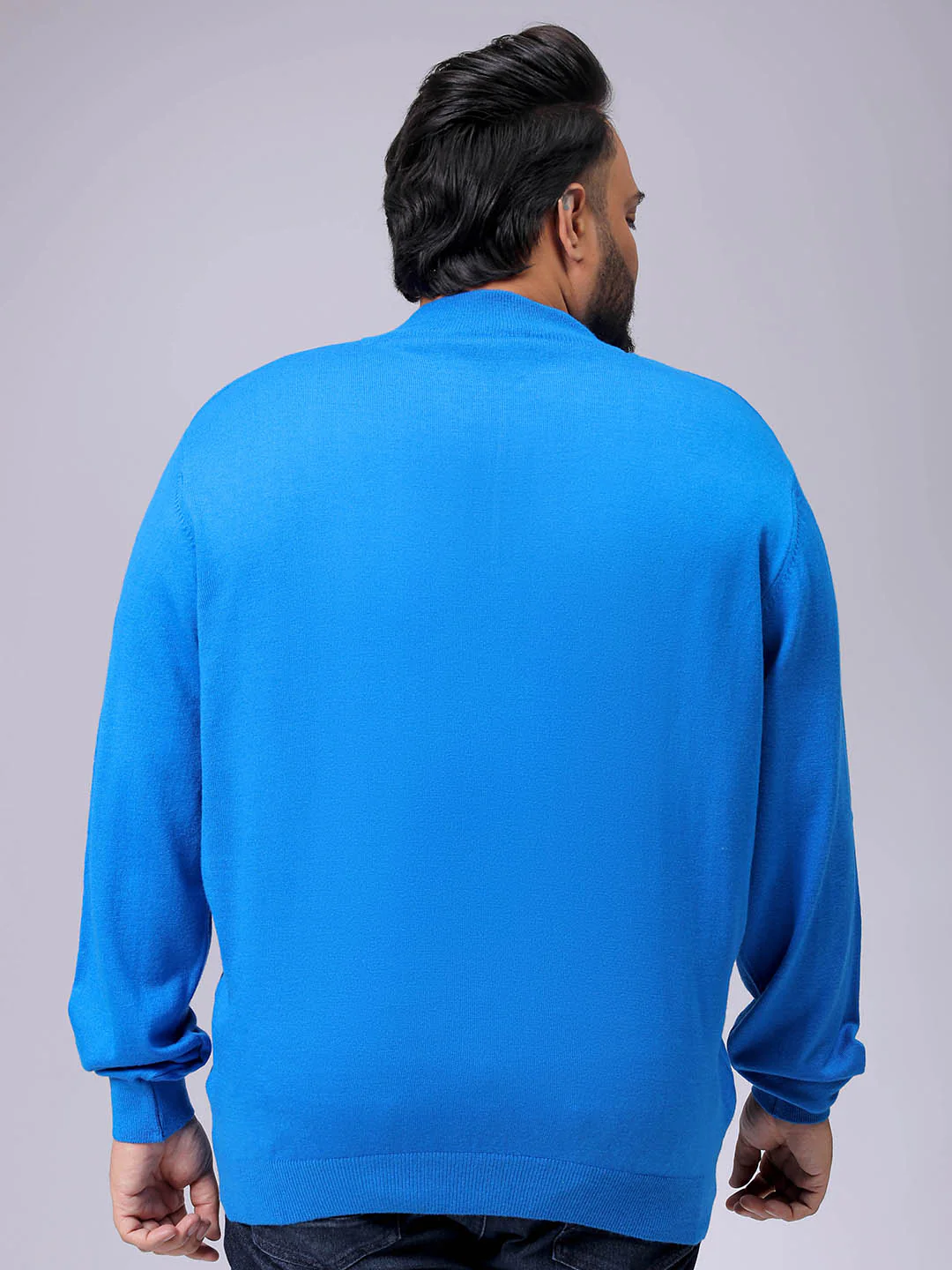 Men's Plus Fit Solid Half Open High Neck Sweater - Image 5