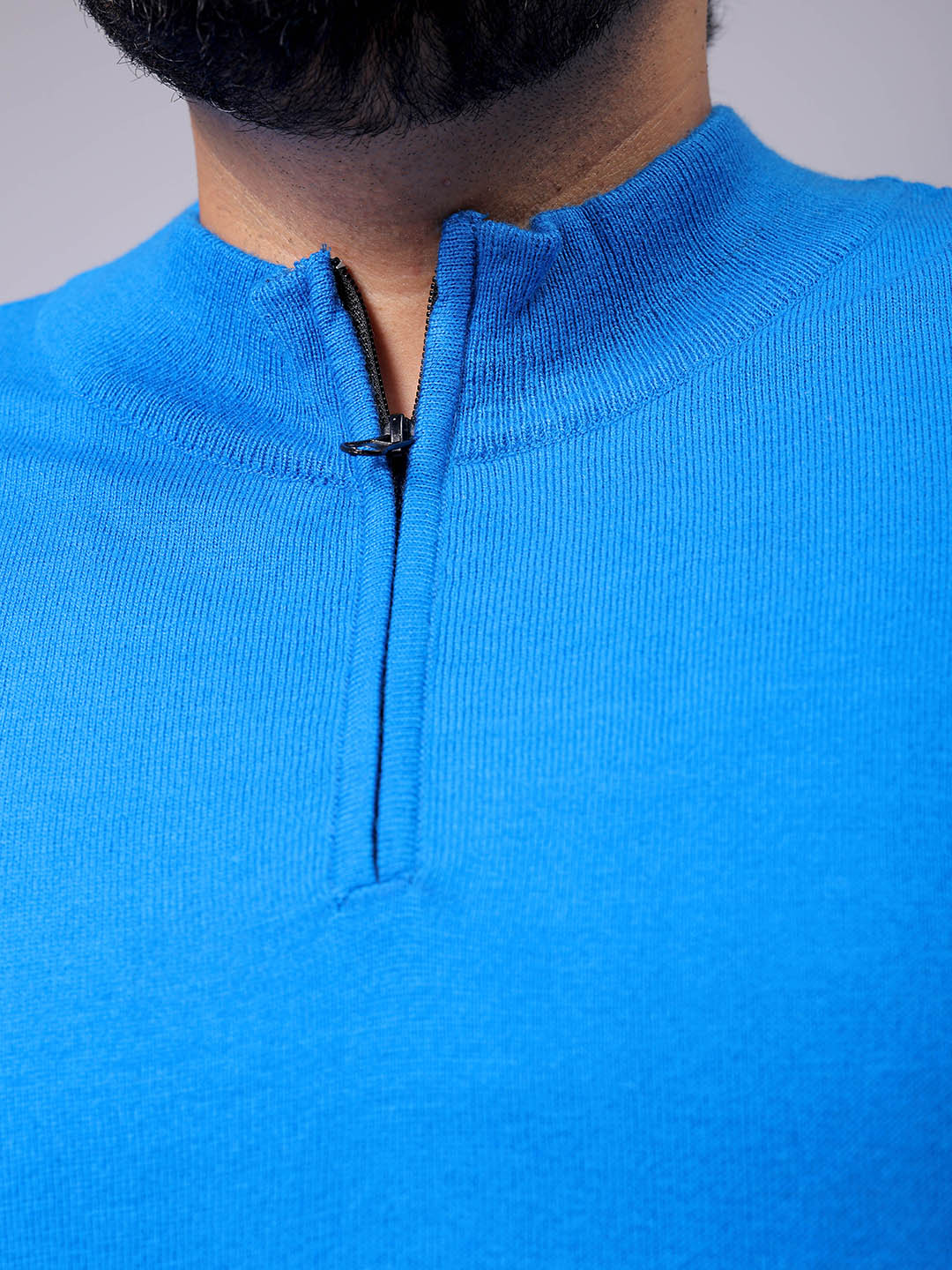 Men's Plus Fit Solid Half Open High Neck Sweater - Image 6