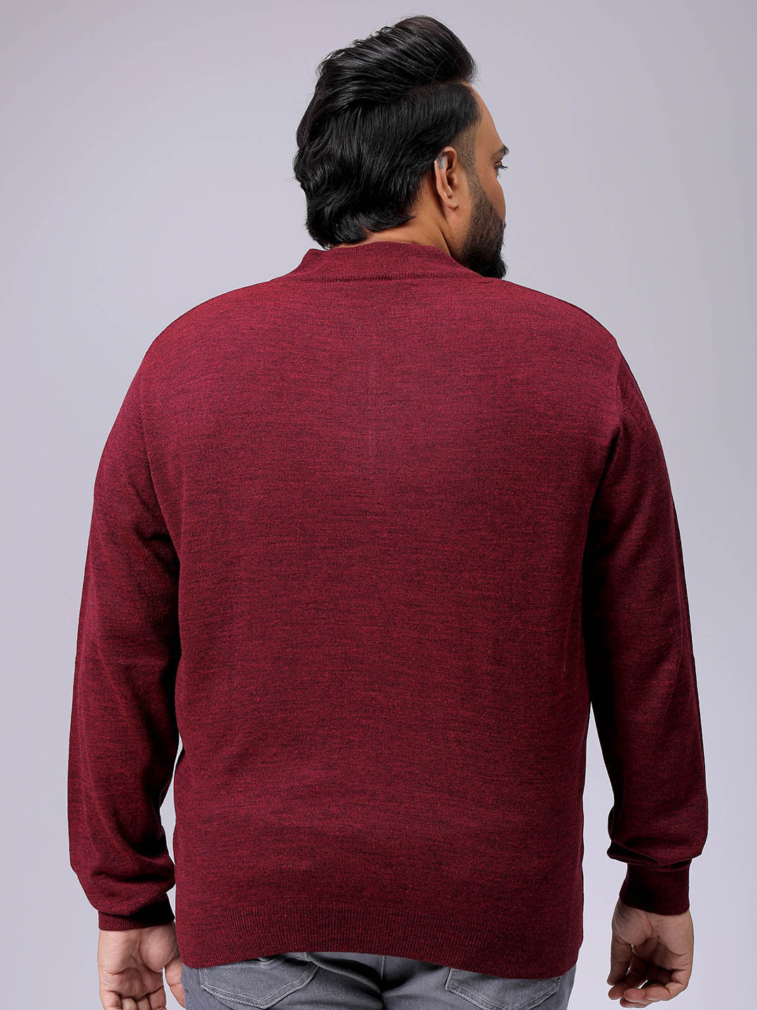 Men's Plus Fit Solid Half Open High Neck Sweater - Image 5