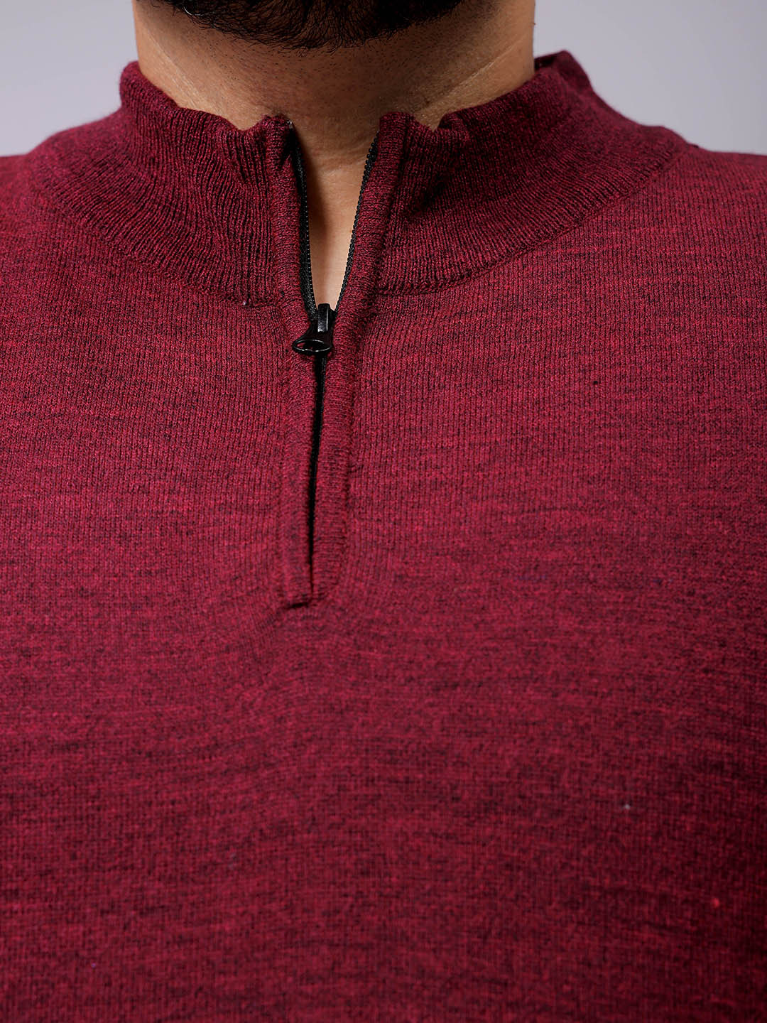 Men's Plus Fit Solid Half Open High Neck Sweater - Image 6