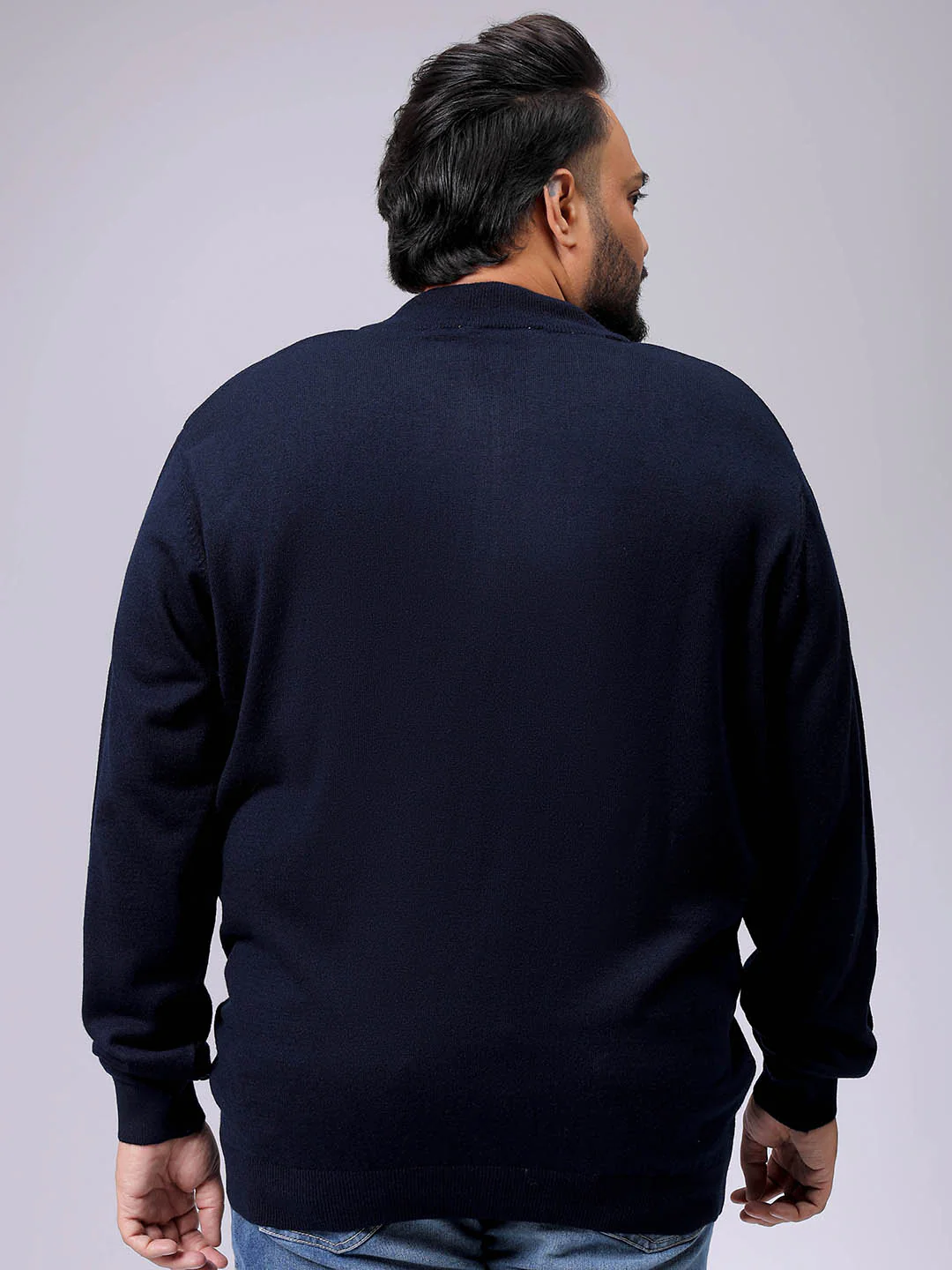 Men's Plus Fit Solid Half Open High Neck Sweater - Image 5