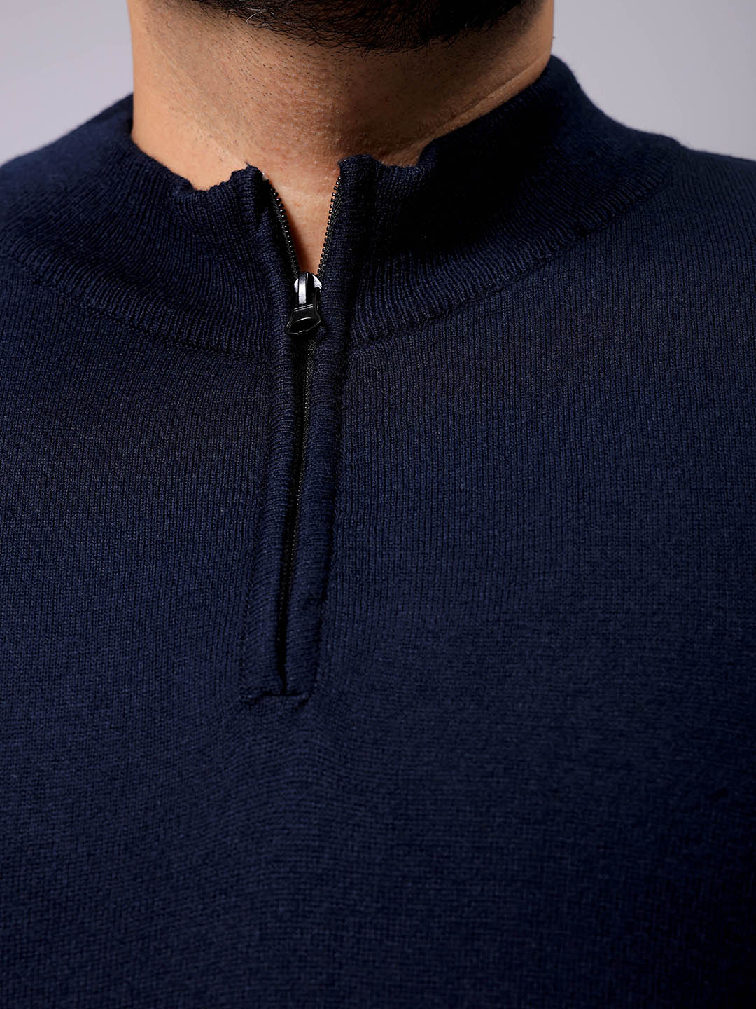 Men's Plus Fit Solid Half Open High Neck Sweater - Image 6