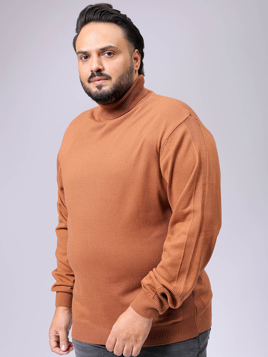 Men's Plus Fit Solid Turtle Neck Sweater - Image 2