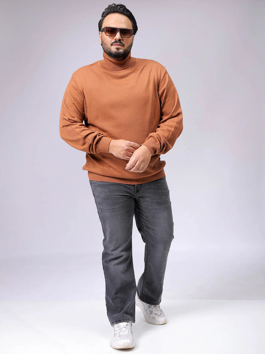 Men's Plus Fit Solid Turtle Neck Sweater - Image 3