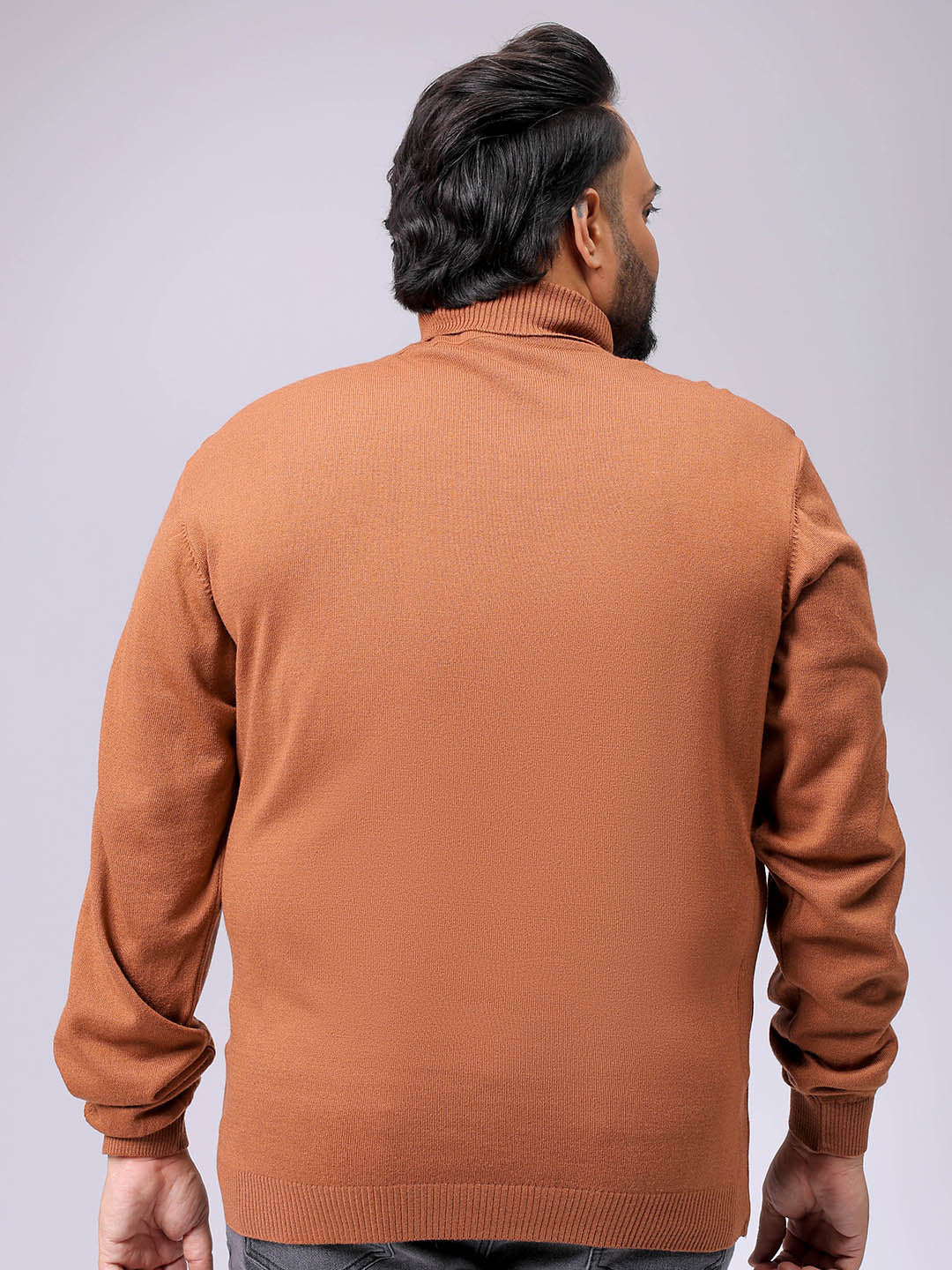 Men's Plus Fit Solid Turtle Neck Sweater - Image 5
