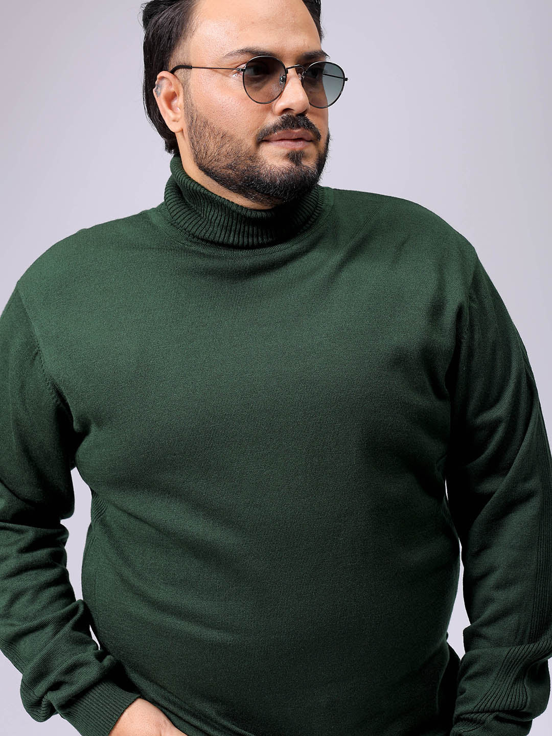 Men's Plus Fit Solid Turtle Neck Sweater - Image 2