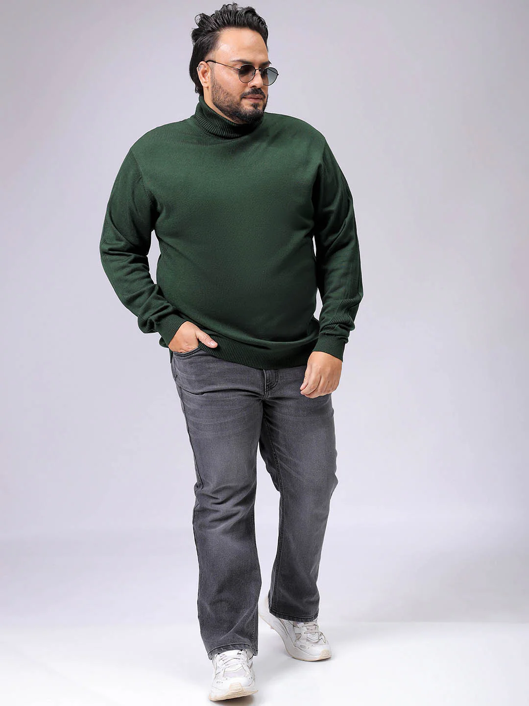 Men's Plus Fit Solid Turtle Neck Sweater - Image 4