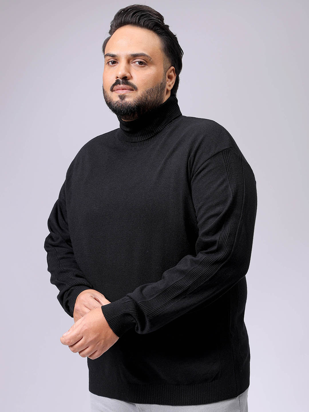 Men's Plus Fit Solid Turtle Neck Sweater - Image 2