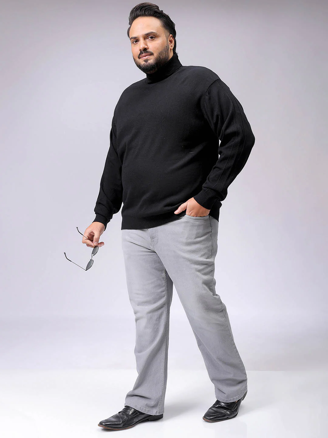 Men's Plus Fit Solid Turtle Neck Sweater - Image 3