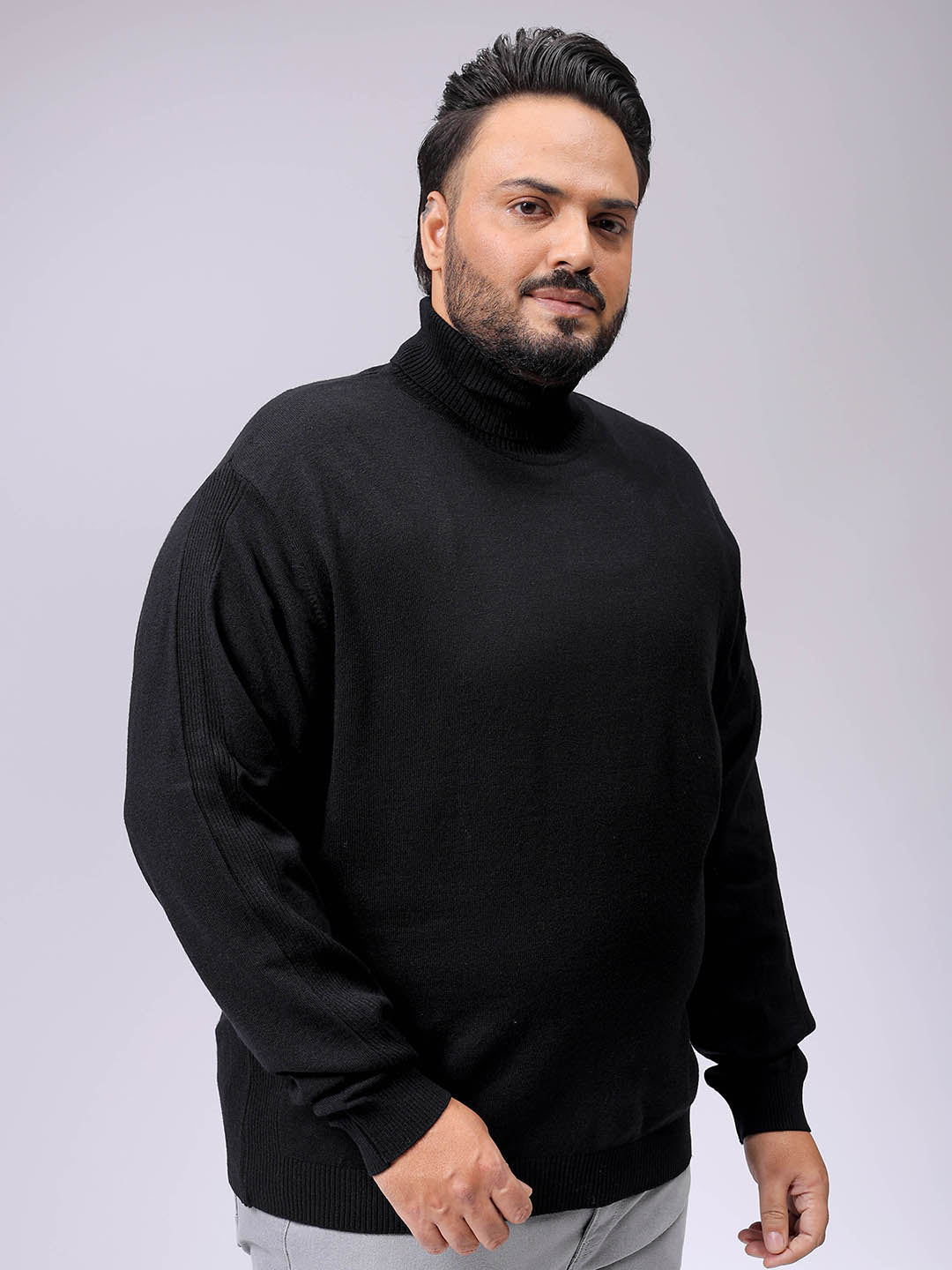 Men's Plus Fit Solid Turtle Neck Sweater - Image 4