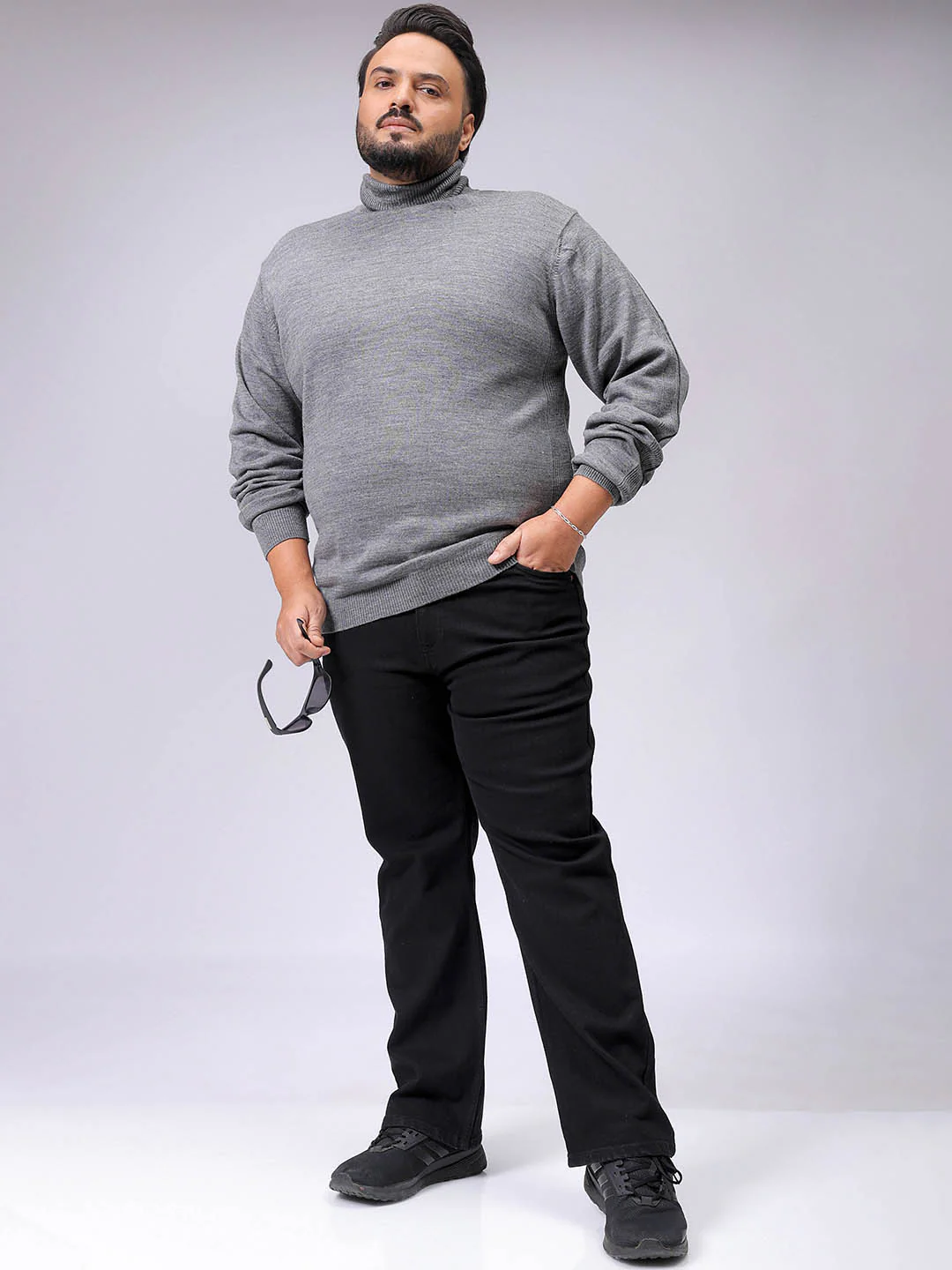 Men's Plus Fit Solid Turtle Neck Sweater - Image 3