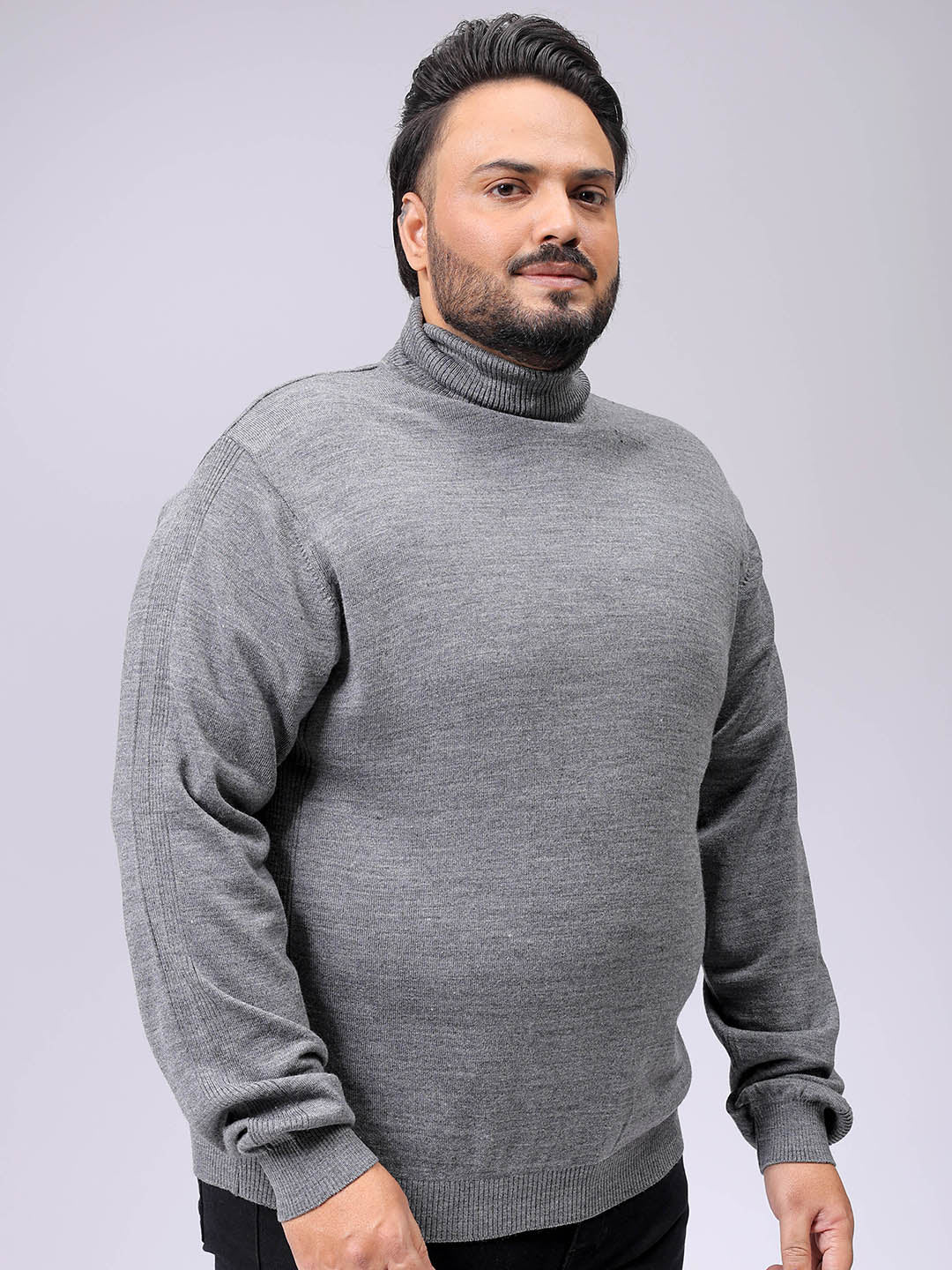 Men's Plus Fit Solid Turtle Neck Sweater - Image 4