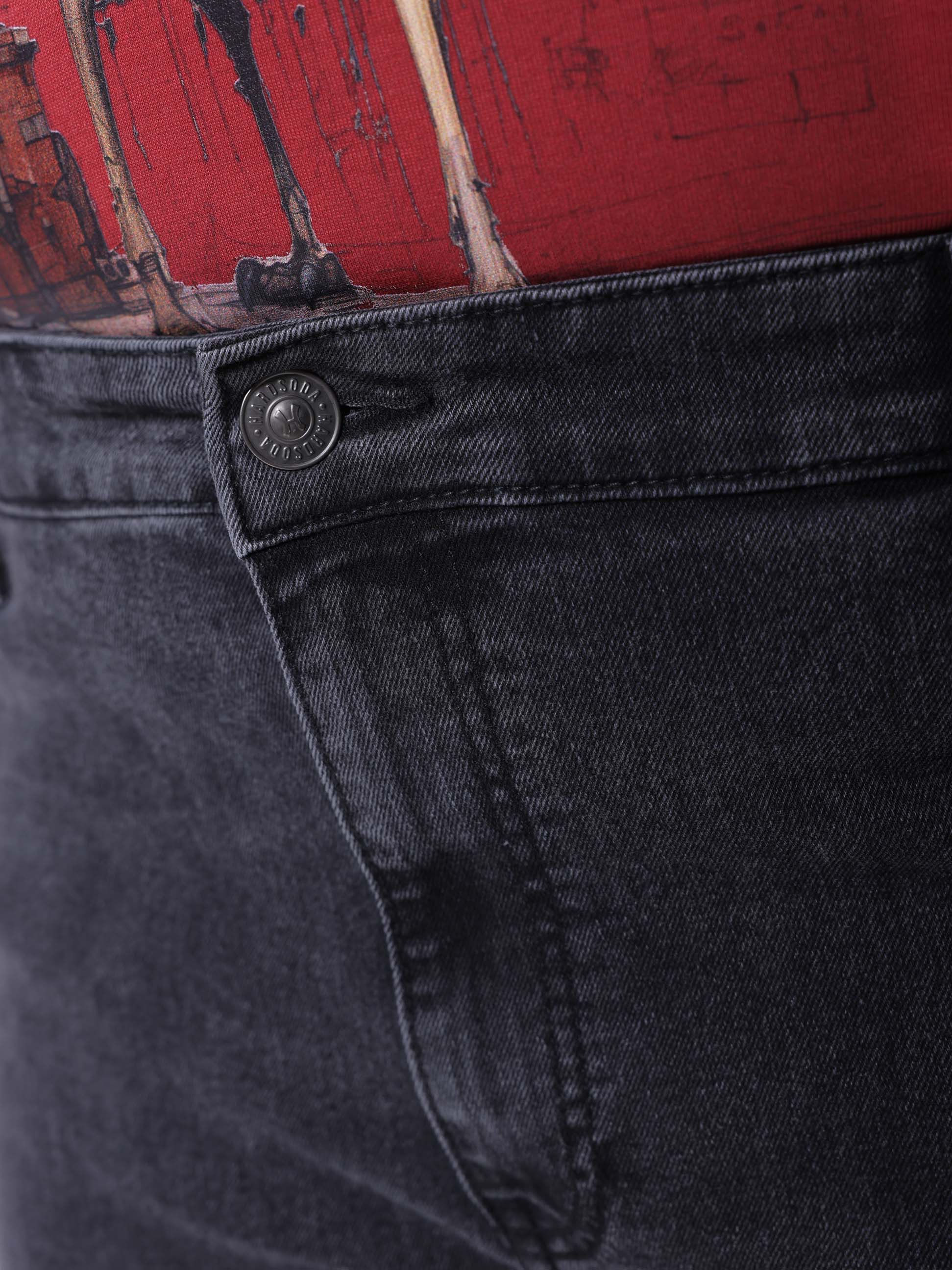 Men's Plus Size Black Vintage Straight Fit Solid Jeans - Image 6