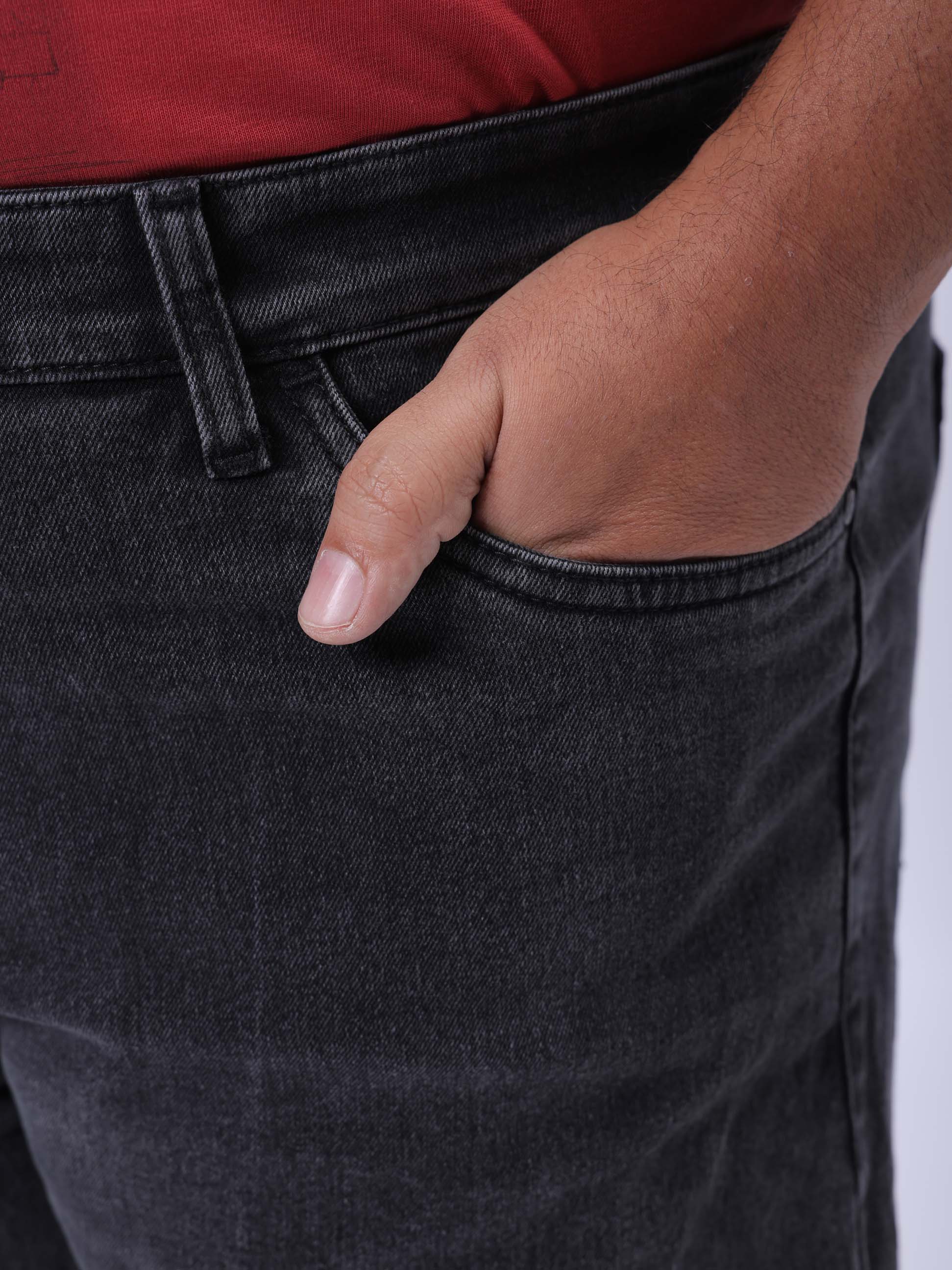 Men's Plus Size Black Vintage Straight Fit Solid Jeans - Image 7