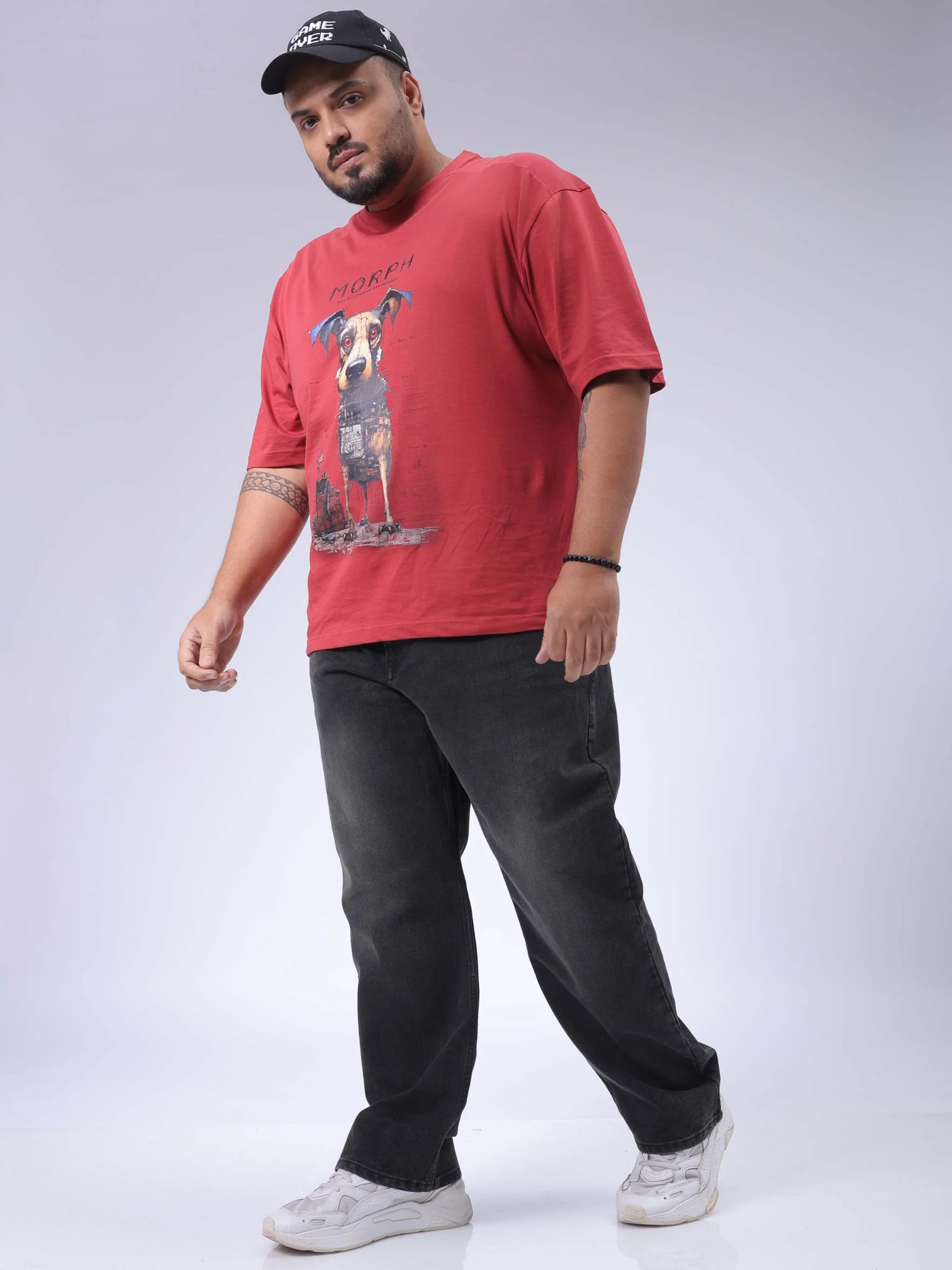 Men's Plus Size Black Vintage Straight Fit Solid Jeans - Image 4