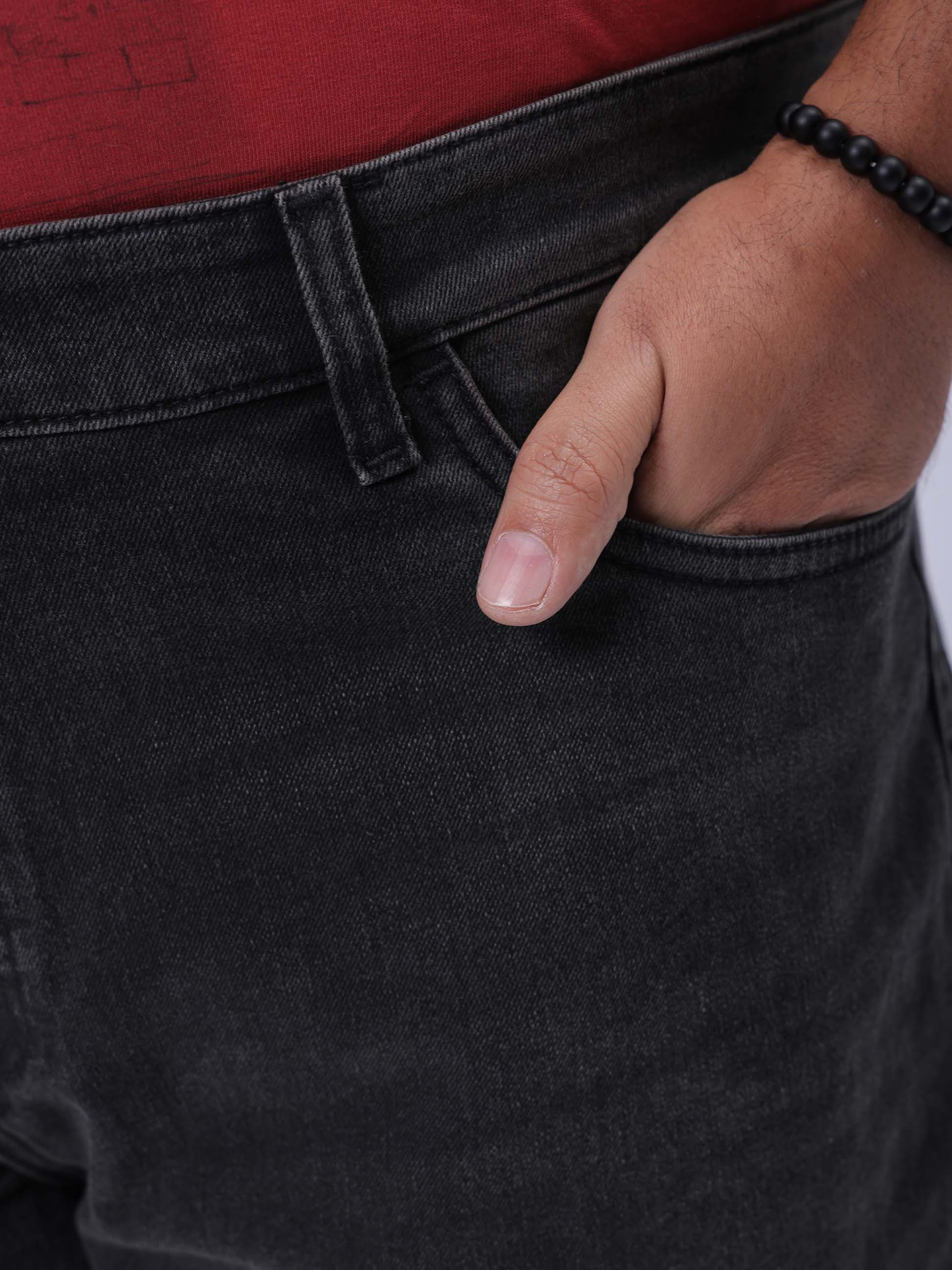 Men's Plus Size Black Vintage Straight Fit Solid Jeans - Image 7