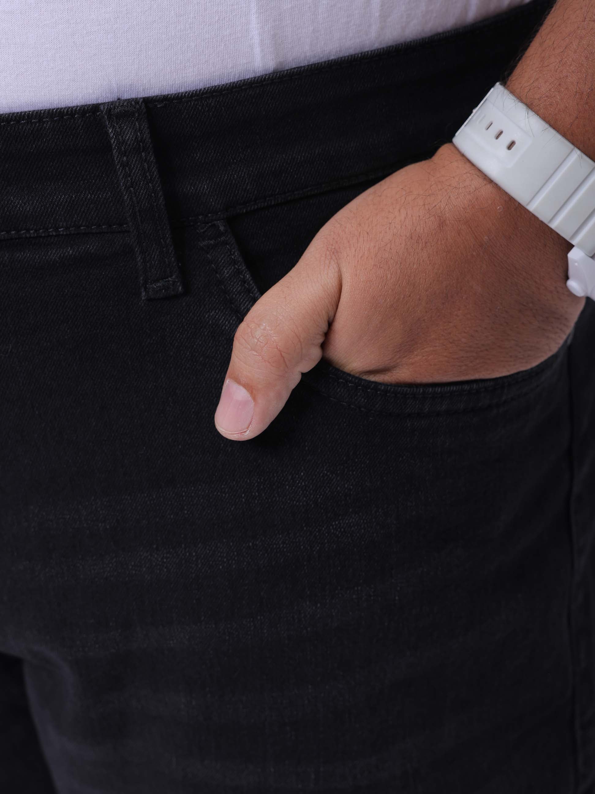 Men's Plus Size Black Vintage Straight Fit Solid Jeans - Image 6