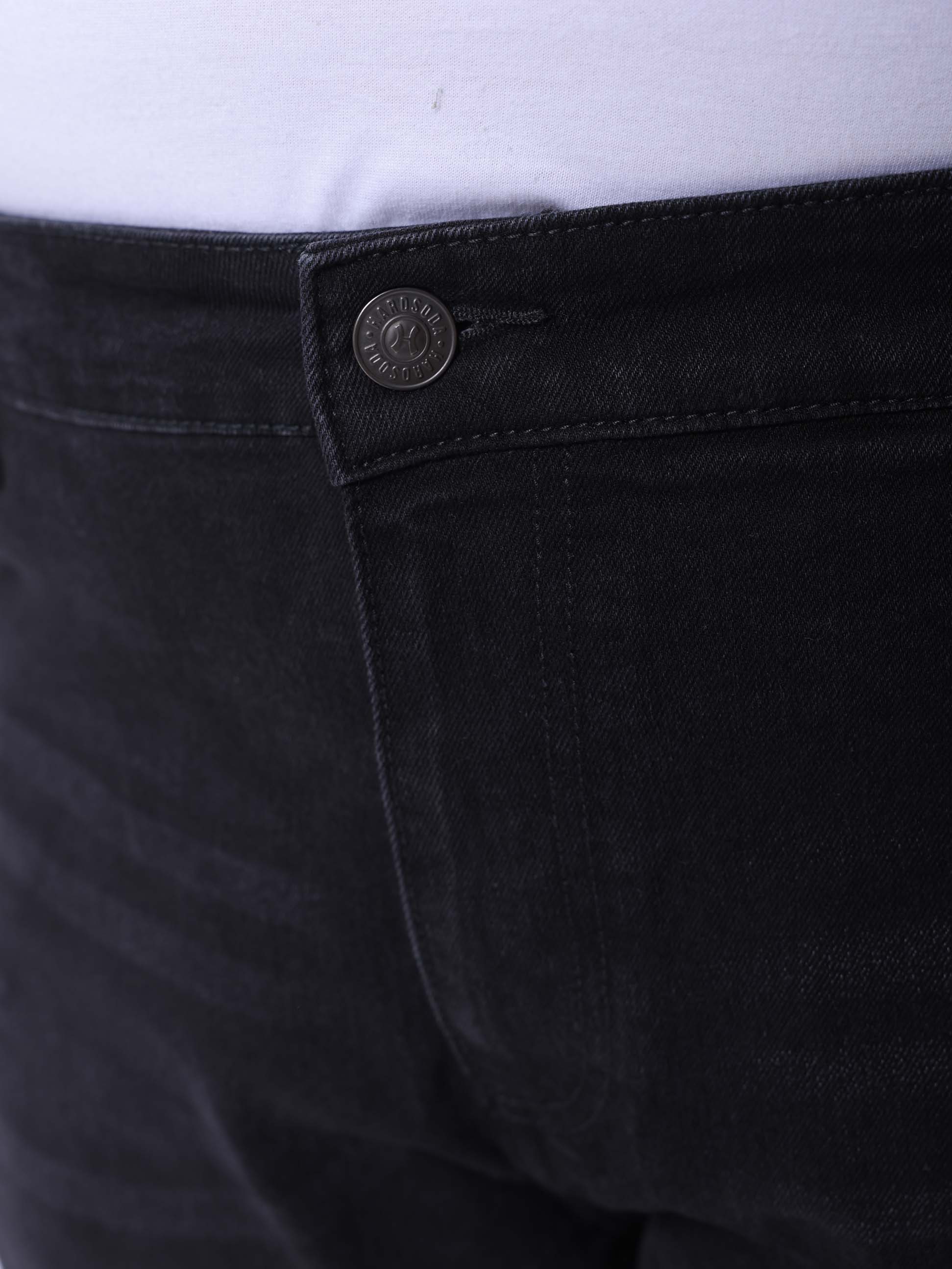 Men's Plus Size Black Vintage Straight Fit Solid Jeans - Image 7