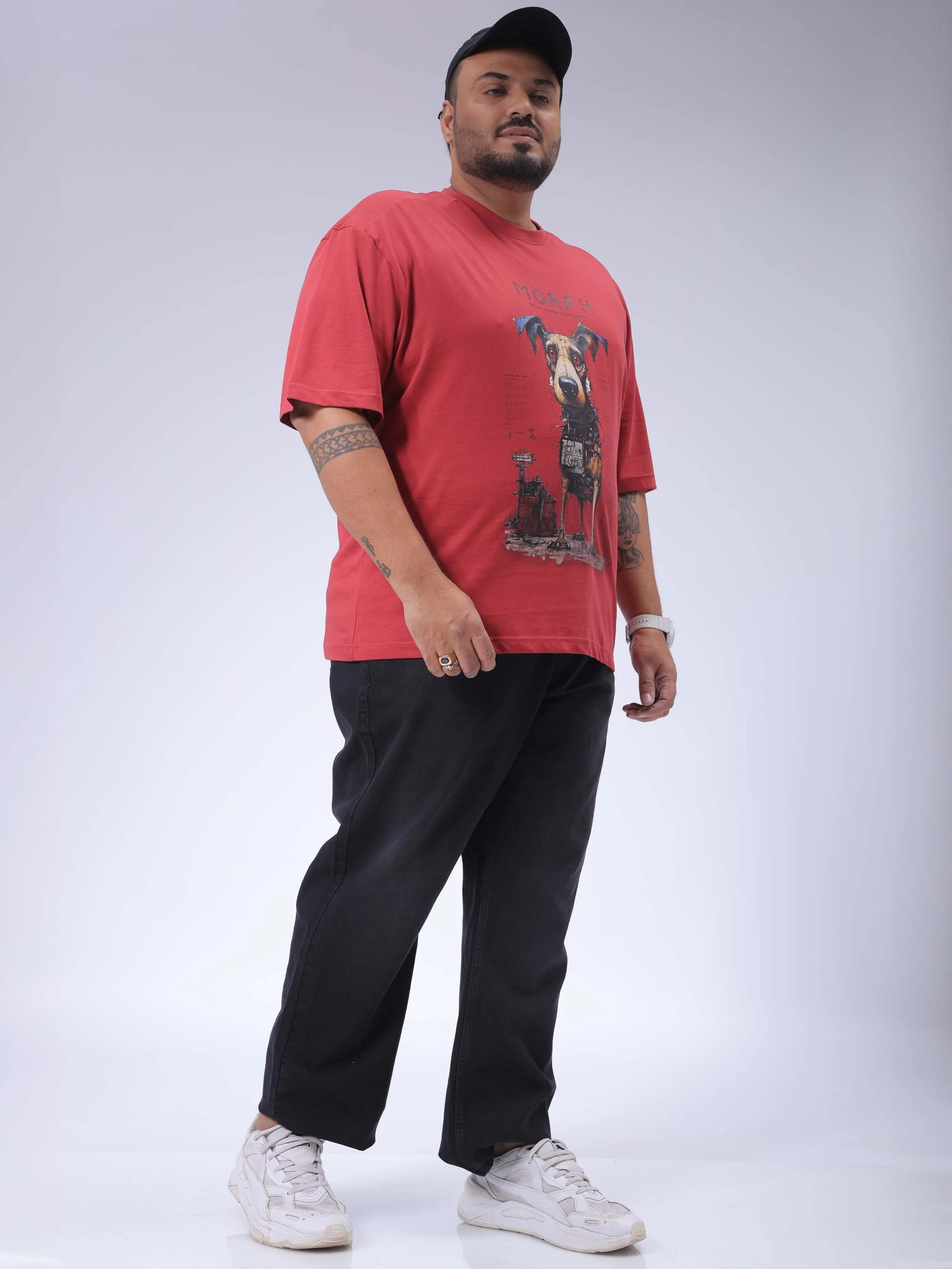Men's Plus Size Black Vintage Straight Fit Solid Jeans - Image 4