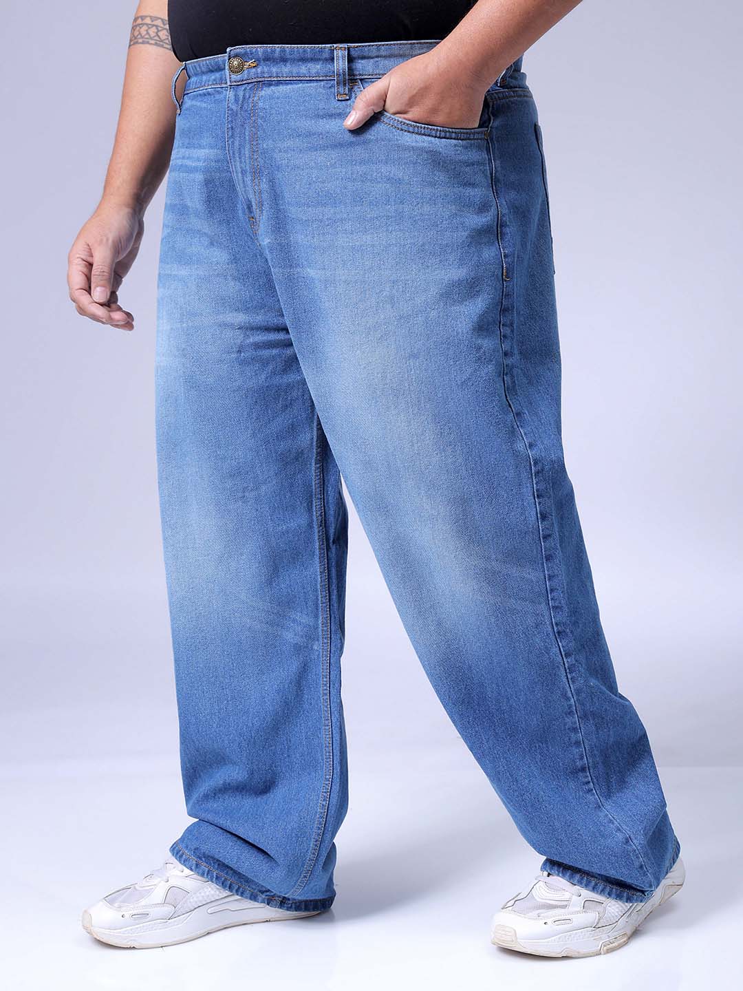 Men's Blue Baggy Fit Casual Jeans - Image 2