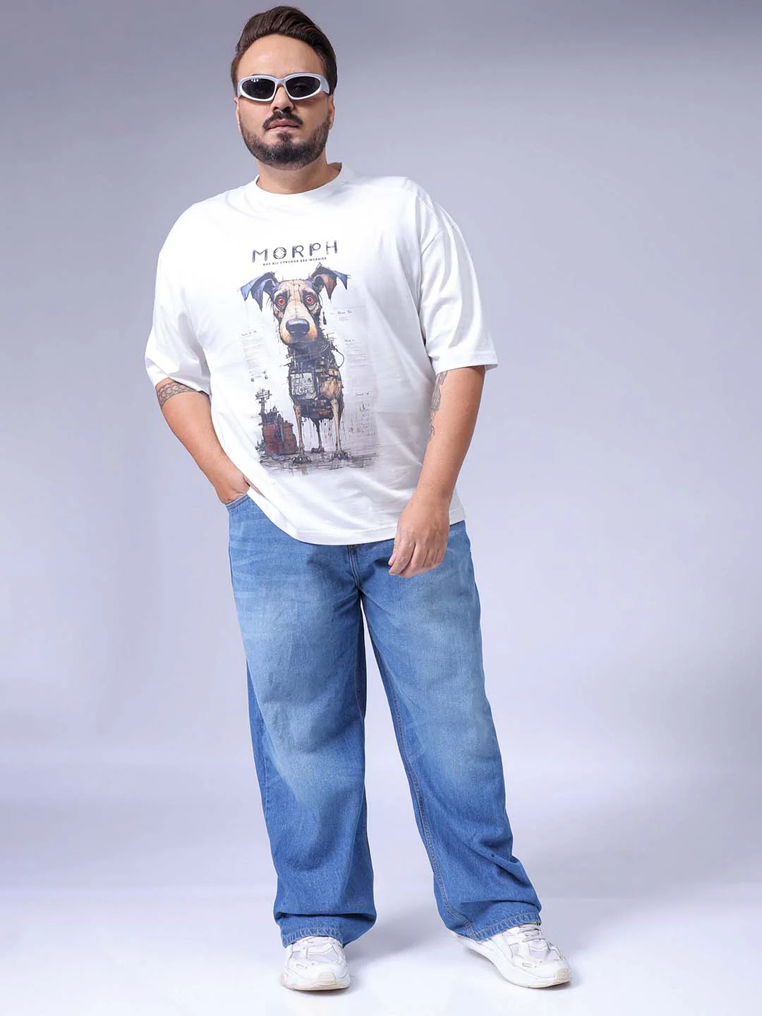 Men's Blue Baggy Fit Casual Jeans - Image 3