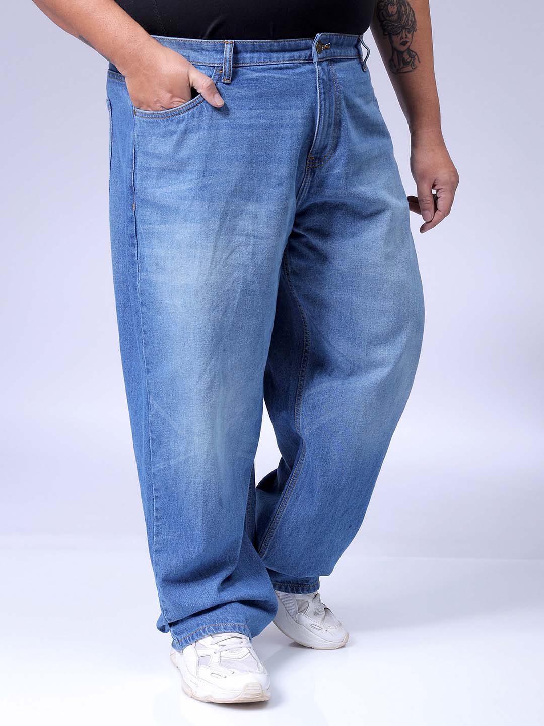 Men's Blue Baggy Fit Casual Jeans - Image 4