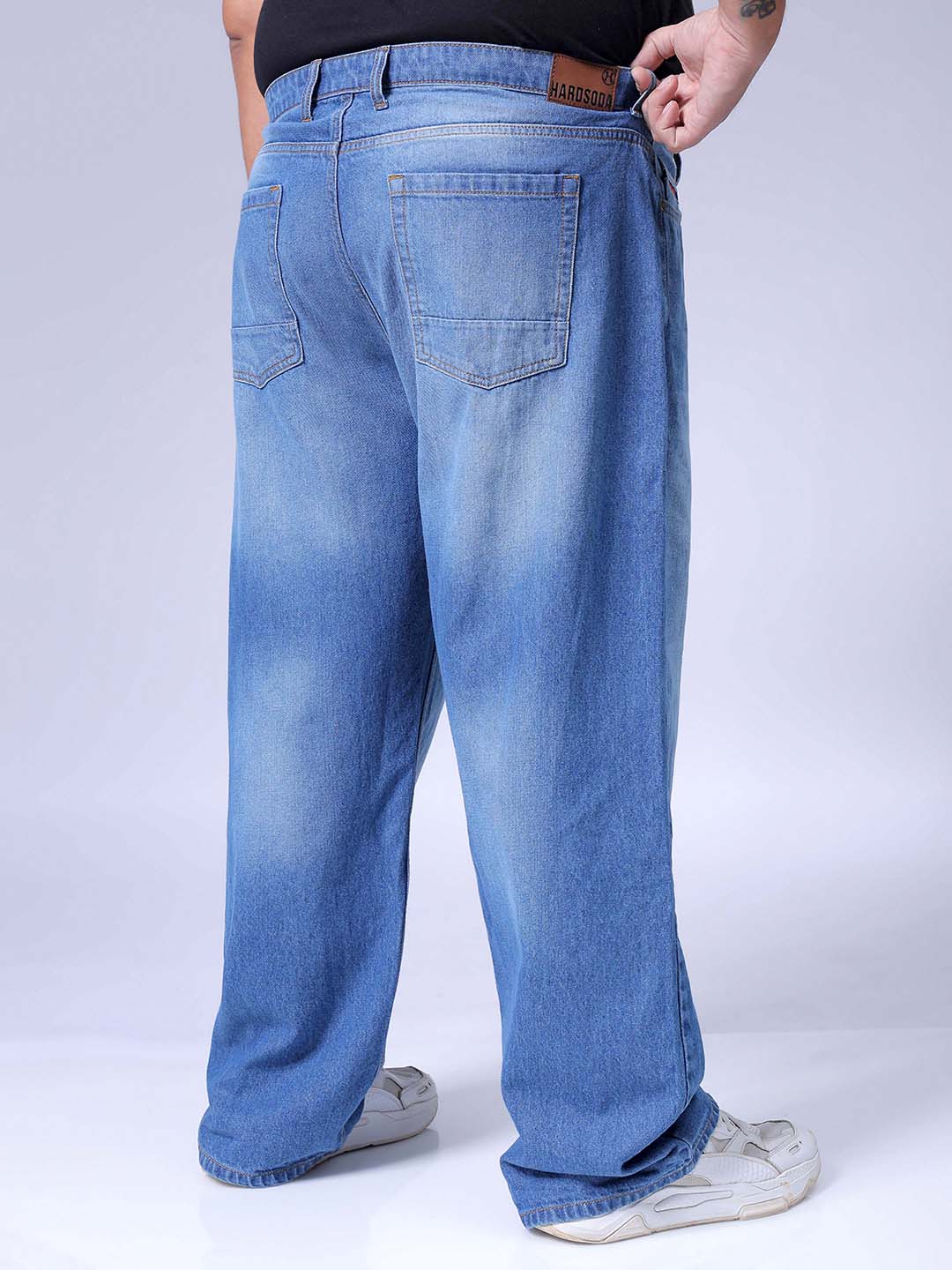 Men's Blue Baggy Fit Casual Jeans - Image 5