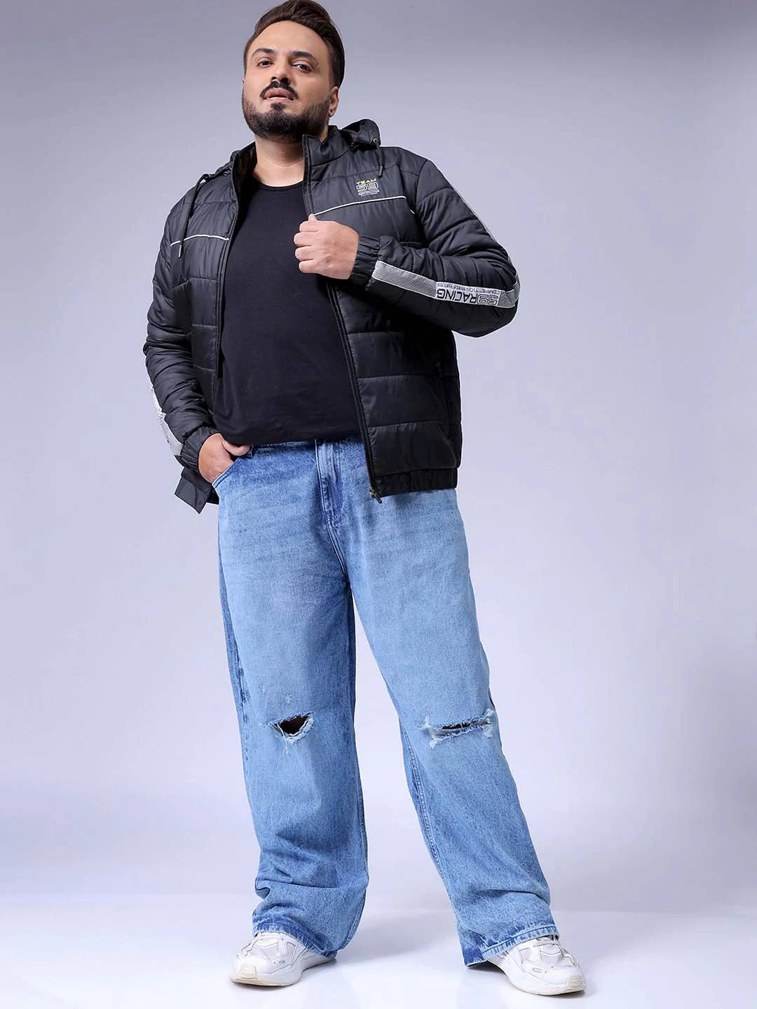 Men's Blue Baggy Fit Casual Jeans - Image 2