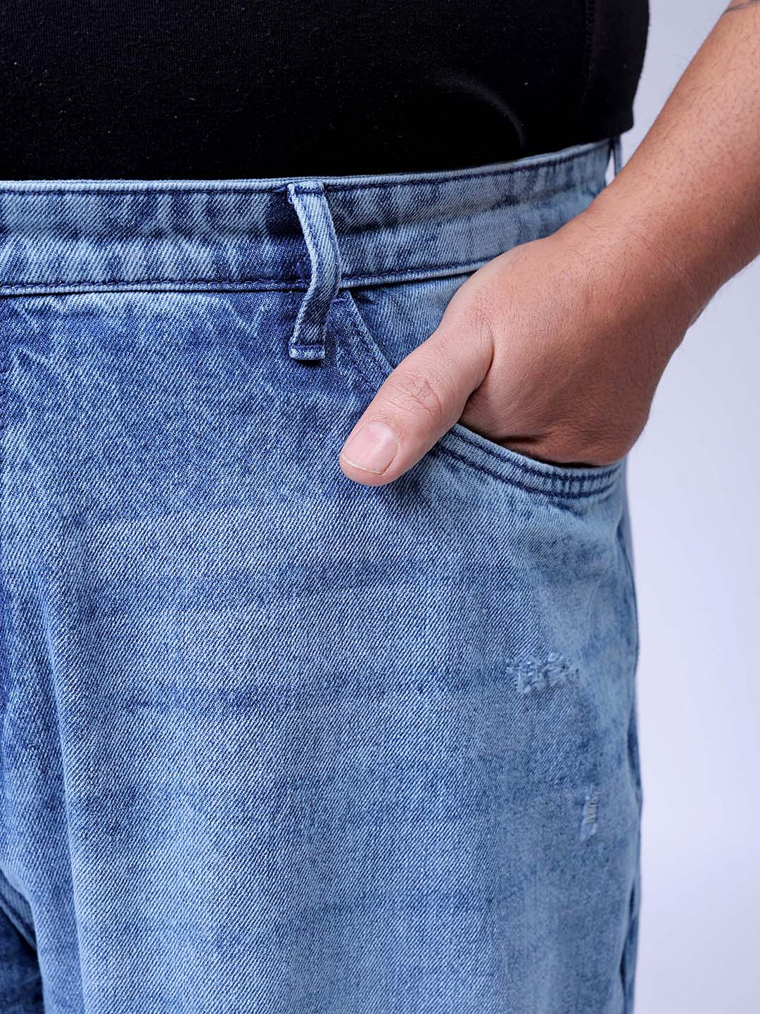 Men's Blue Baggy Fit Casual Jeans - Image 7
