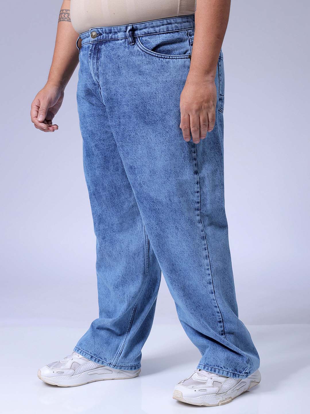 Men's Blue Baggy Fit Casual Jeans - Image 3