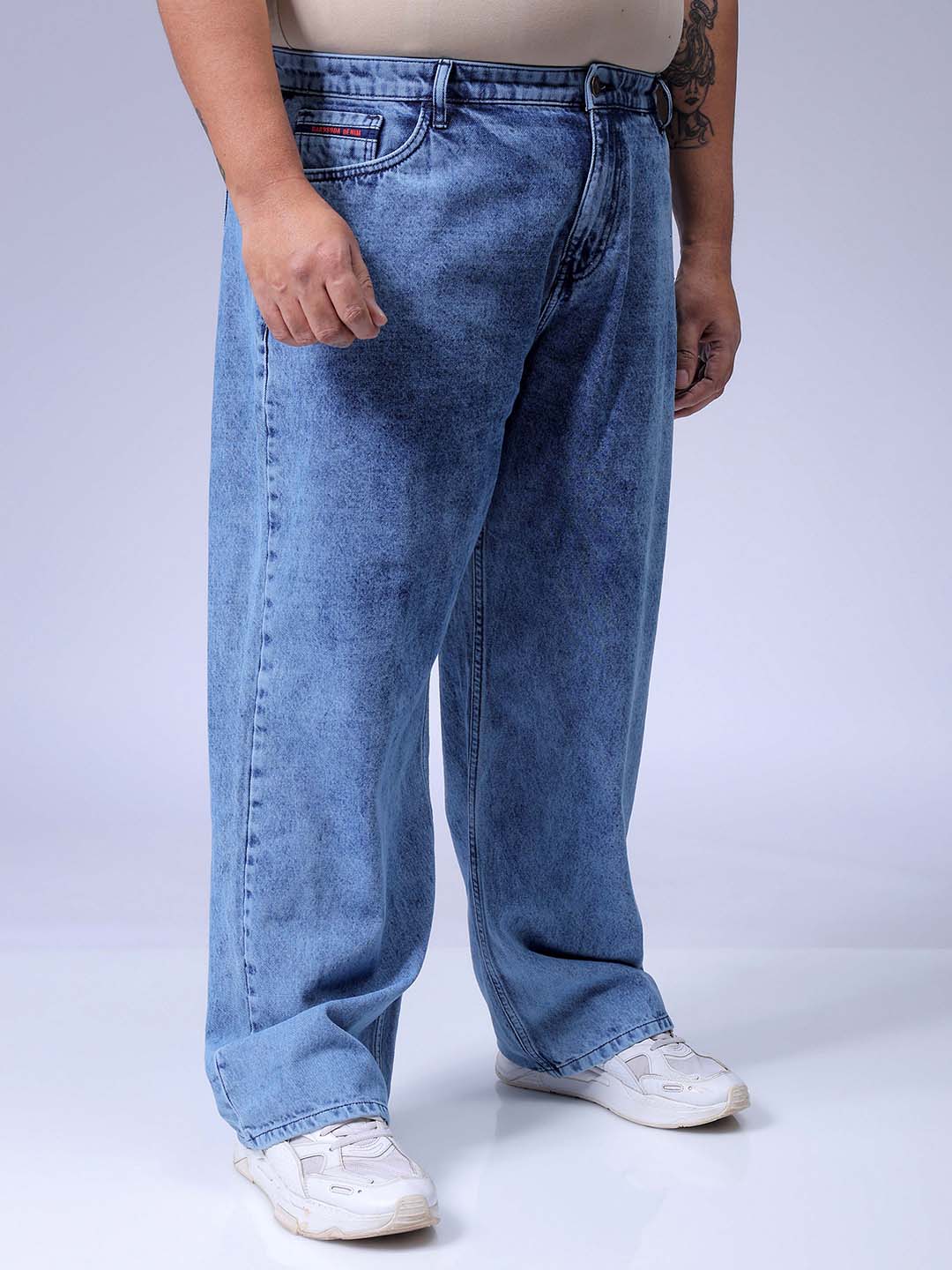 Men's Blue Baggy Fit Casual Jeans - Image 4