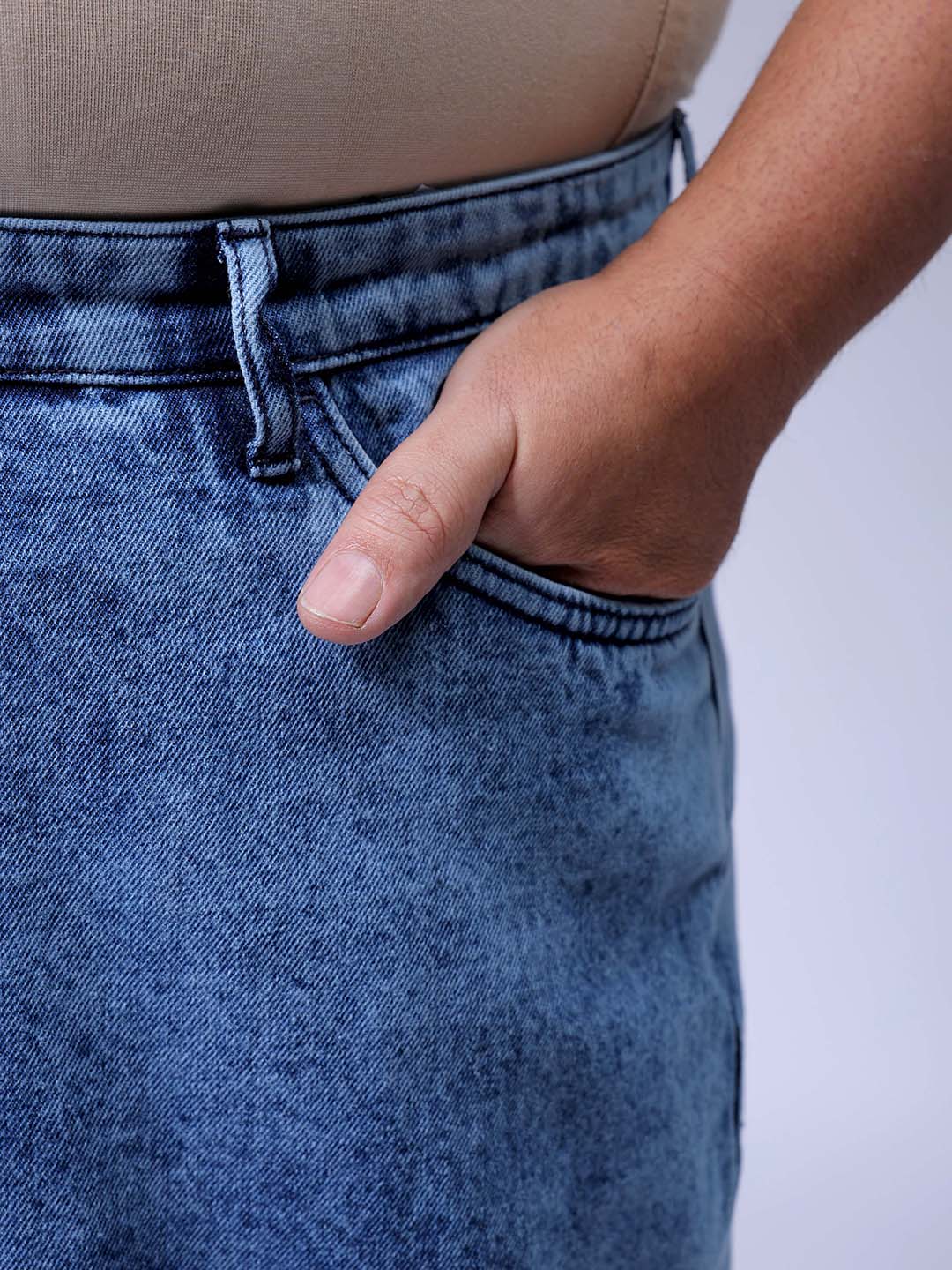 Men's Blue Baggy Fit Casual Jeans - Image 7