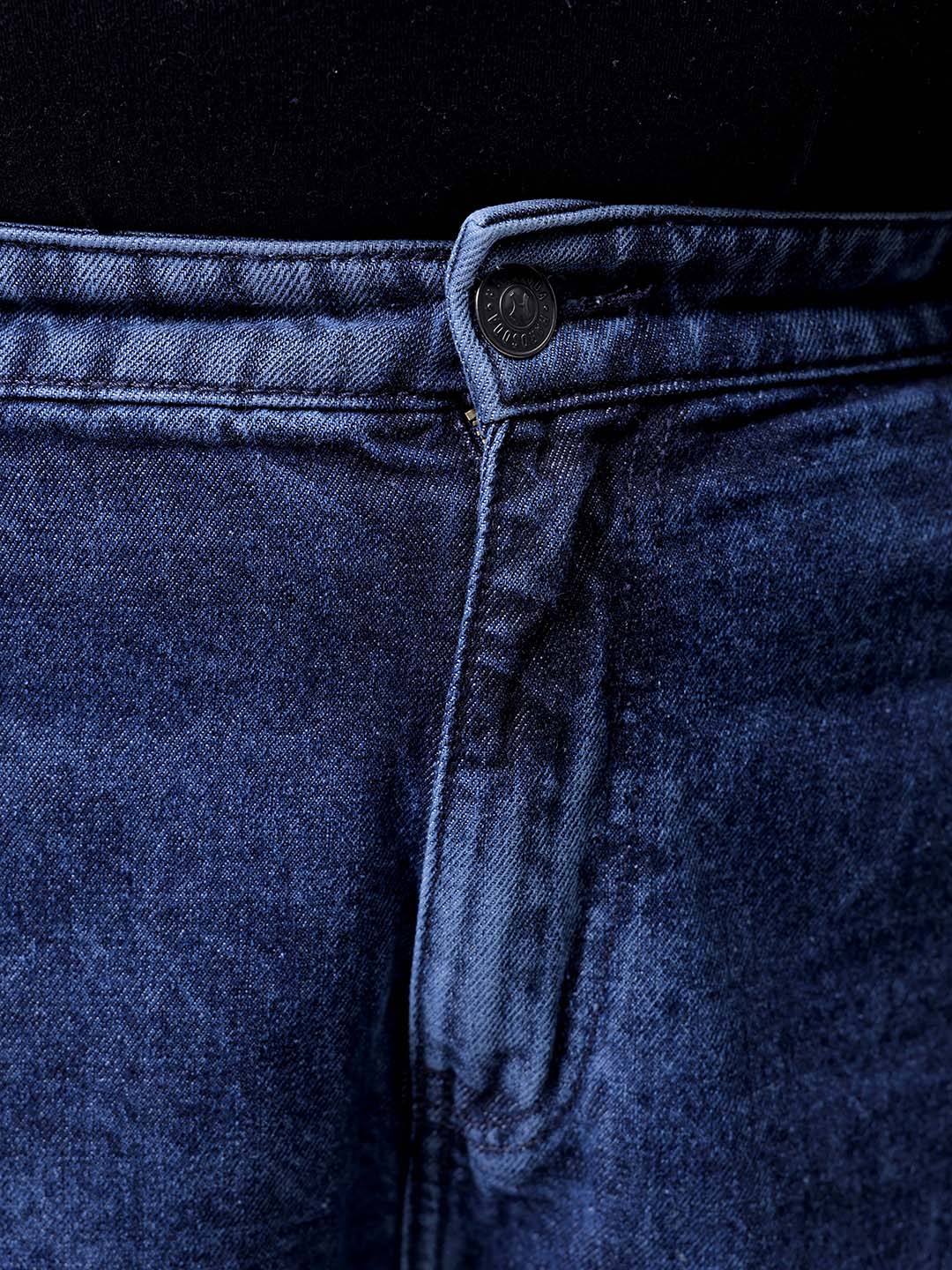 Men's Plus Size Blue Baggy Fit Solid Jeans - Image 6