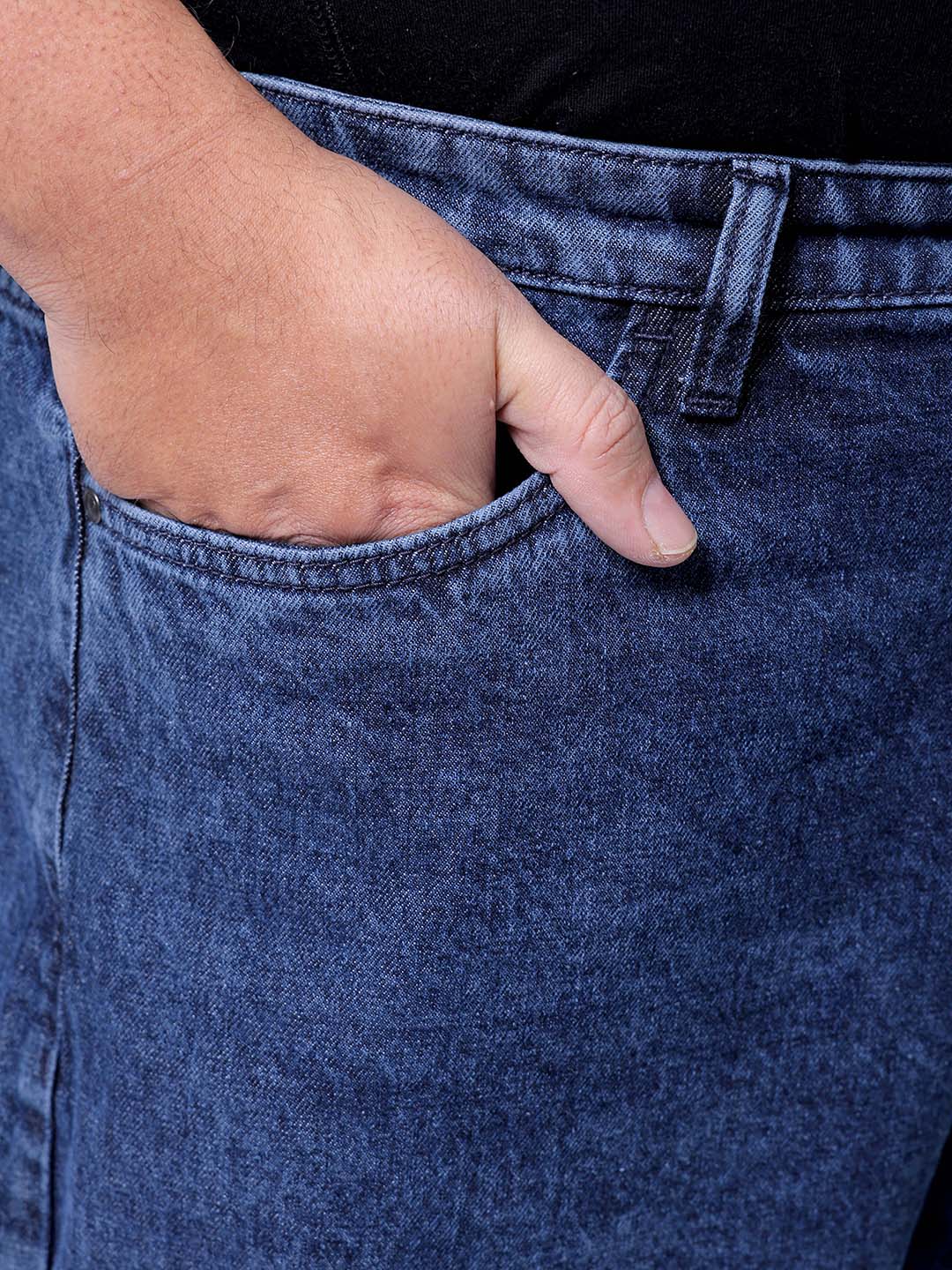 Men's Plus Size Blue Baggy Fit Solid Jeans - Image 7