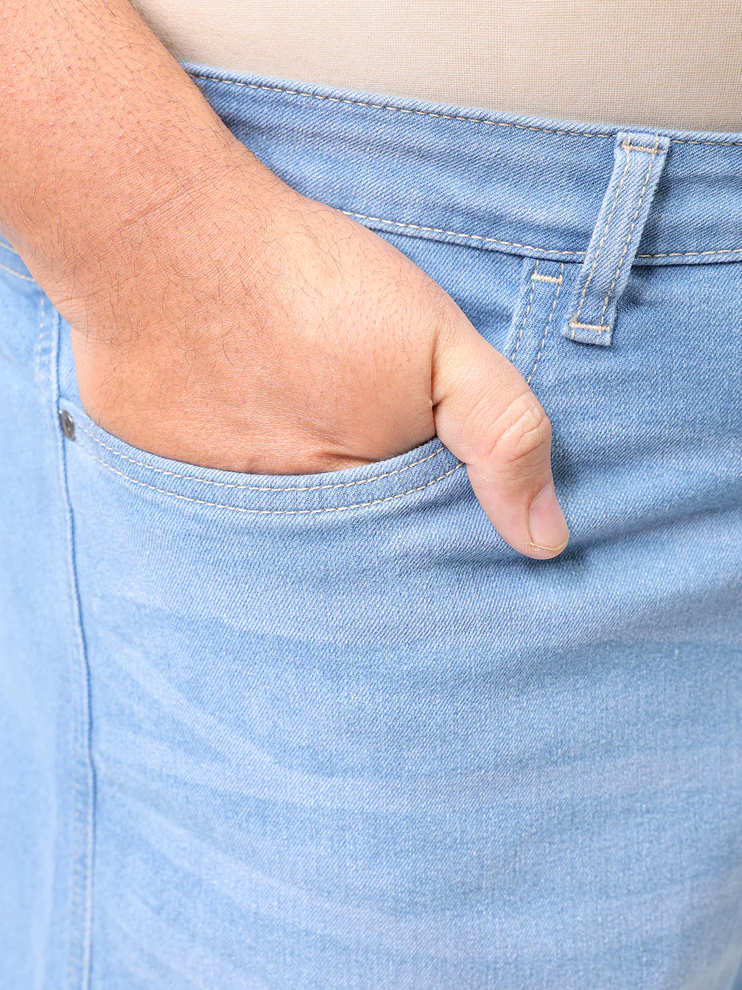 Men's Plus Size Blue Baggy Fit Solid Stretchable Jeans - Image 7