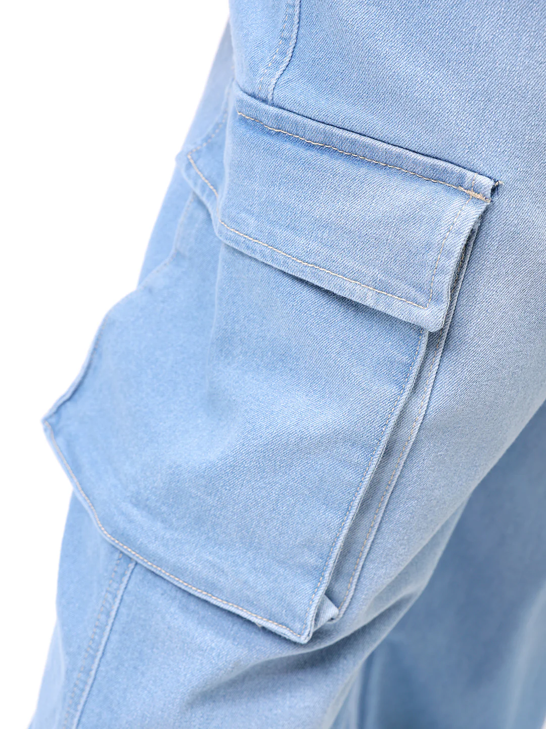 Men's Plus Size Blue Baggy Fit Solid Stretchable Jeans - Image 8