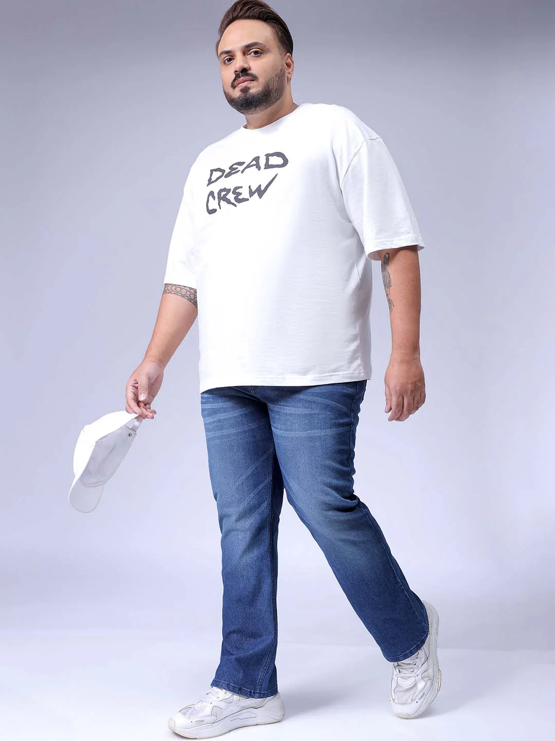 Men's Plus Size Blue Bootcut Fit Solid Stretchable Jeans - Image 3