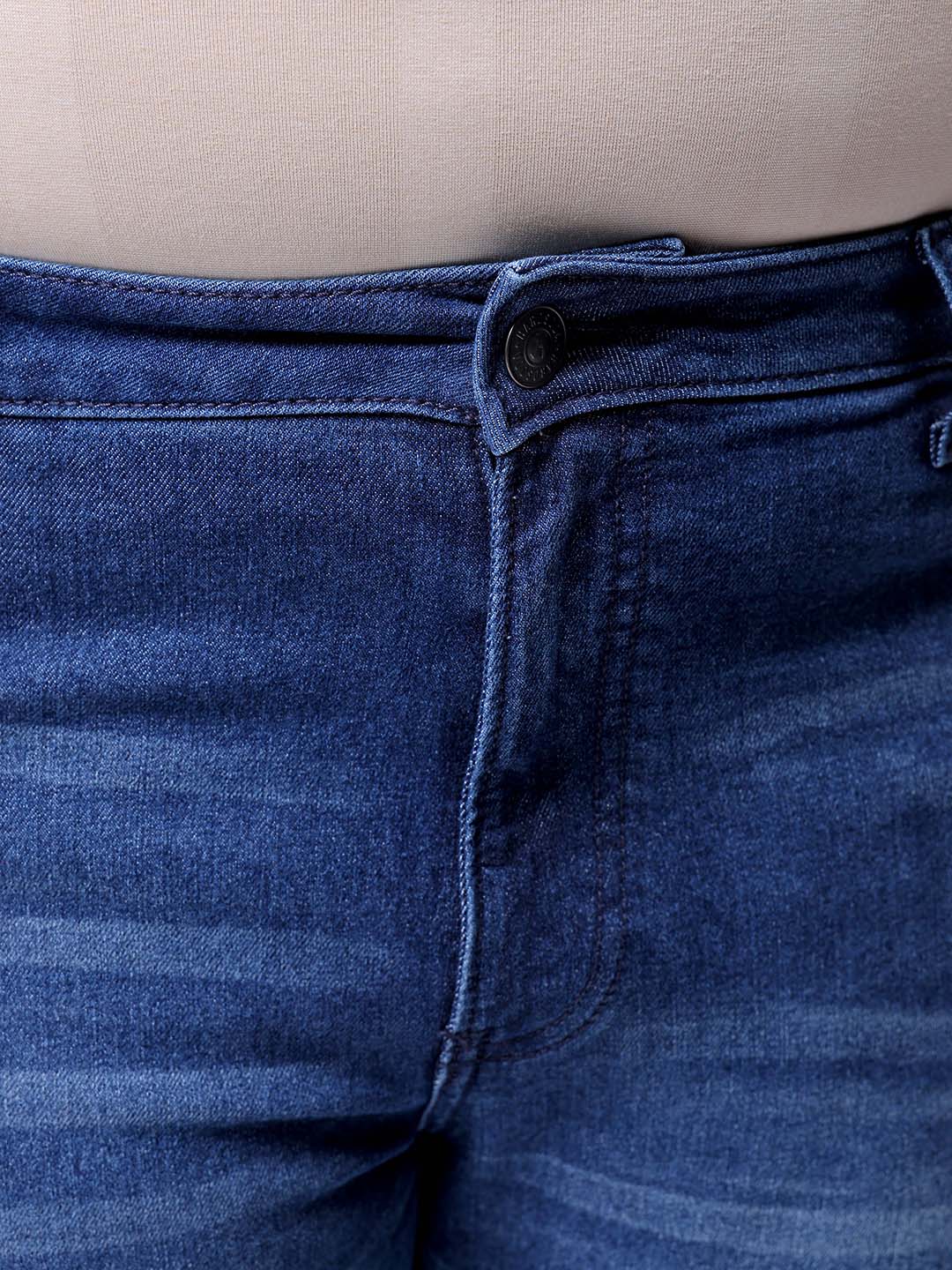 Men's Plus Size Blue Bootcut Fit Solid Stretchable Jeans - Image 6