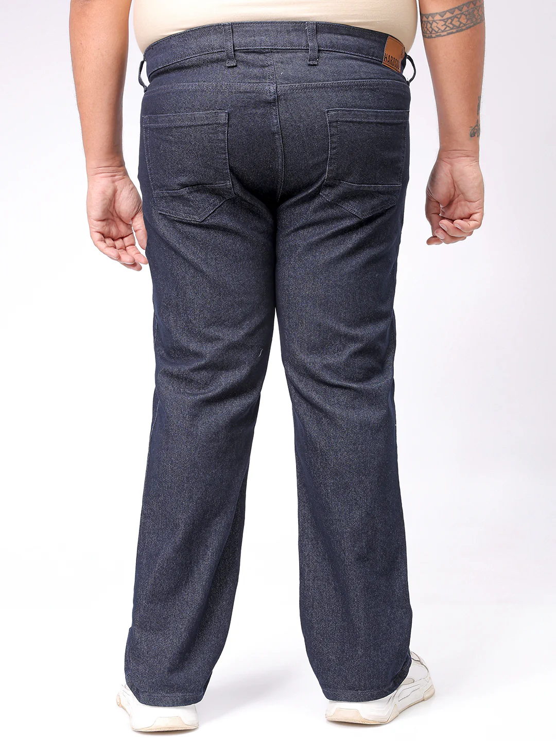 Men's Plus Size Blue Bootcut Fit Solid Stretchable Jeans - Image 5