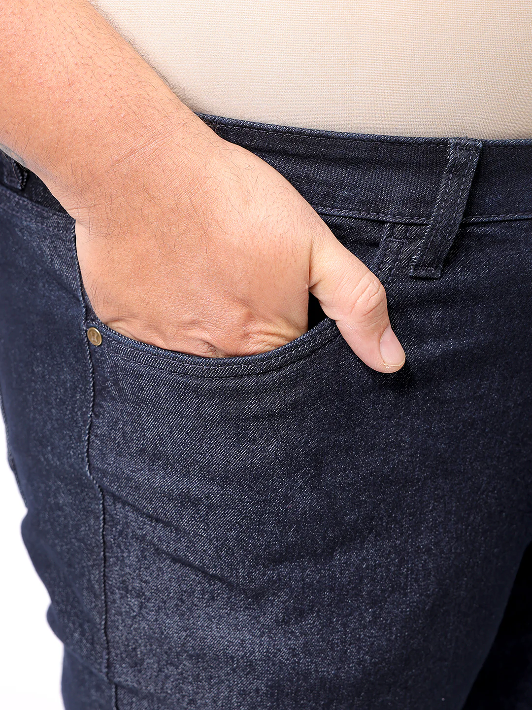 Men's Plus Size Blue Bootcut Fit Solid Stretchable Jeans - Image 7
