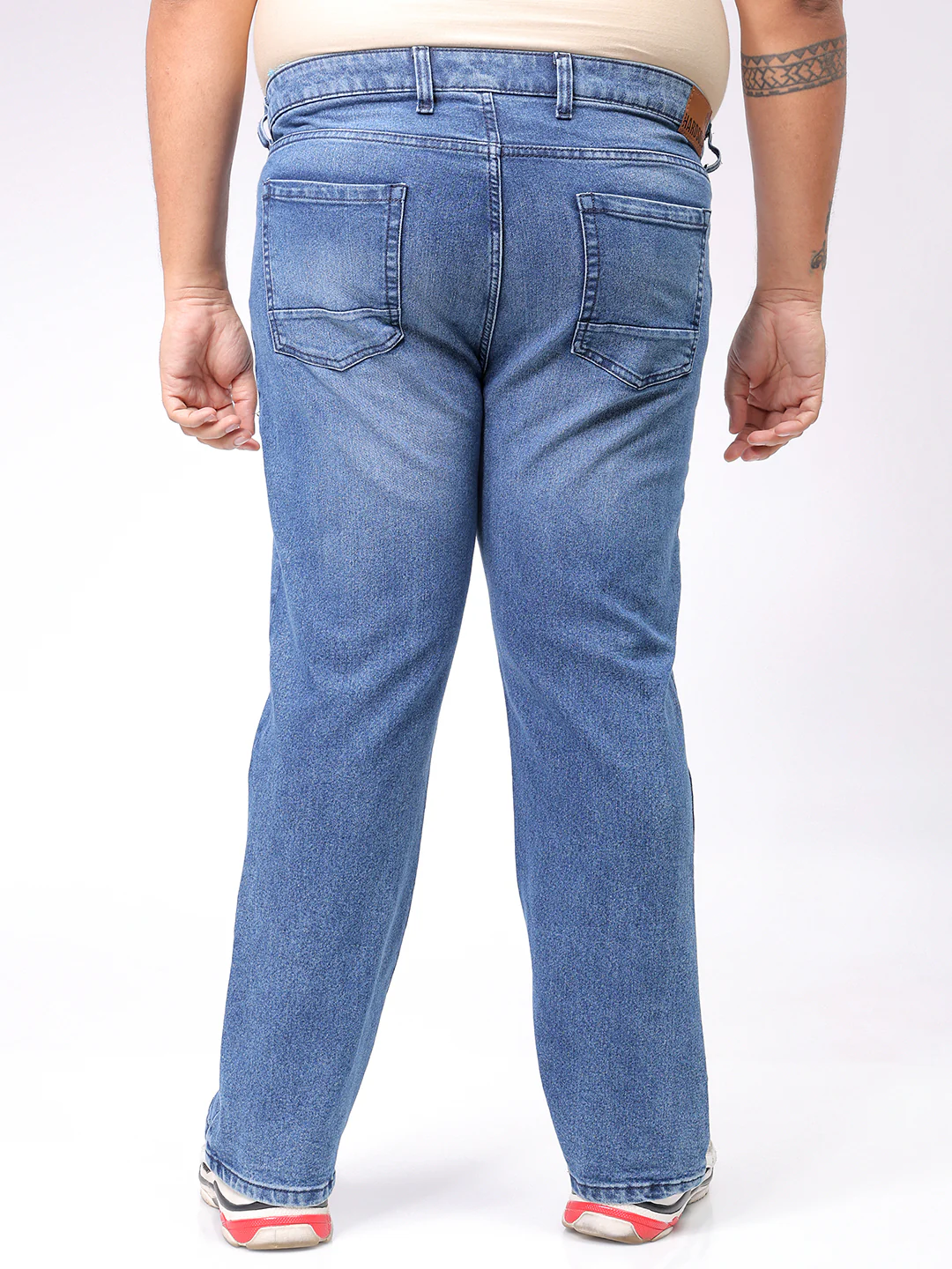 Men's Plus Size Blue Bootcut Fit Solid Stretchable Jeans - Image 5