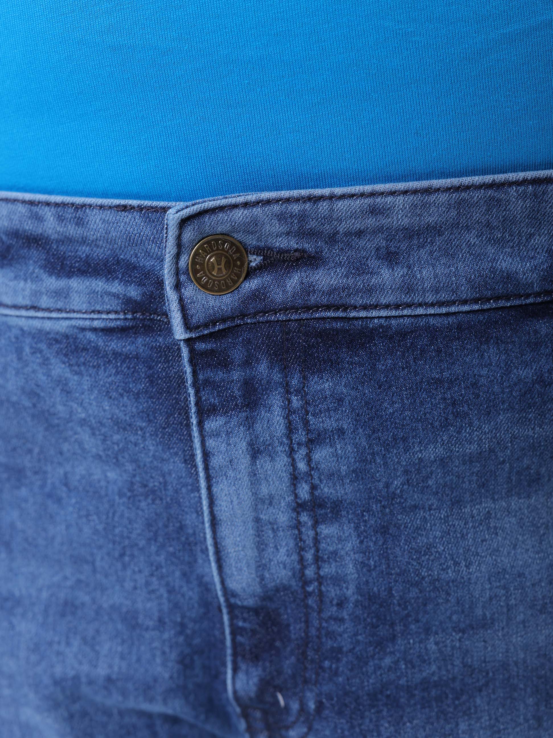 Men's Plus Size Blue Vintage Straight Fit Solid Jeans - Image 7