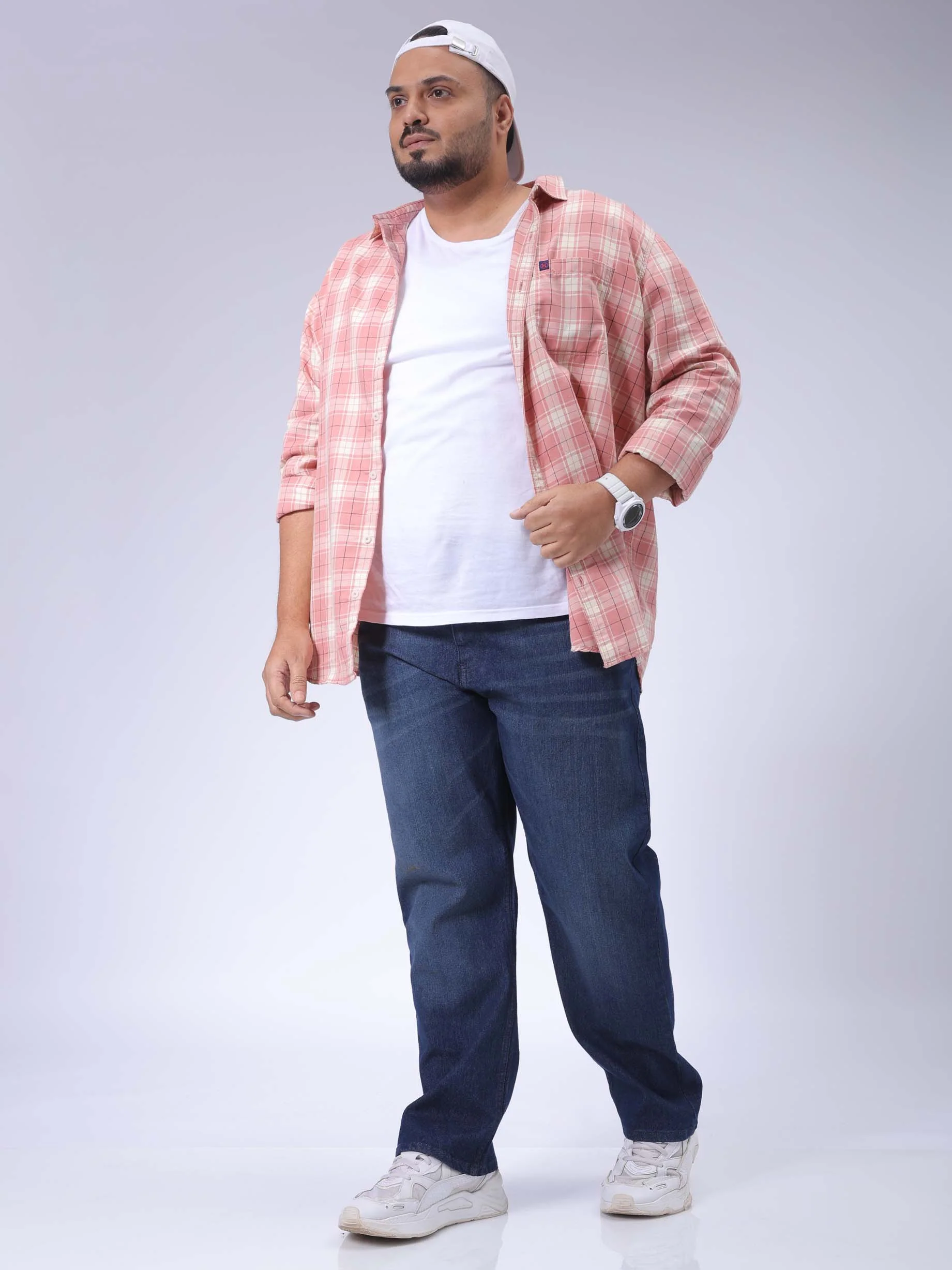 Men's Plus Size Blue Vintage Straight Fit Solid Jeans - Image 5